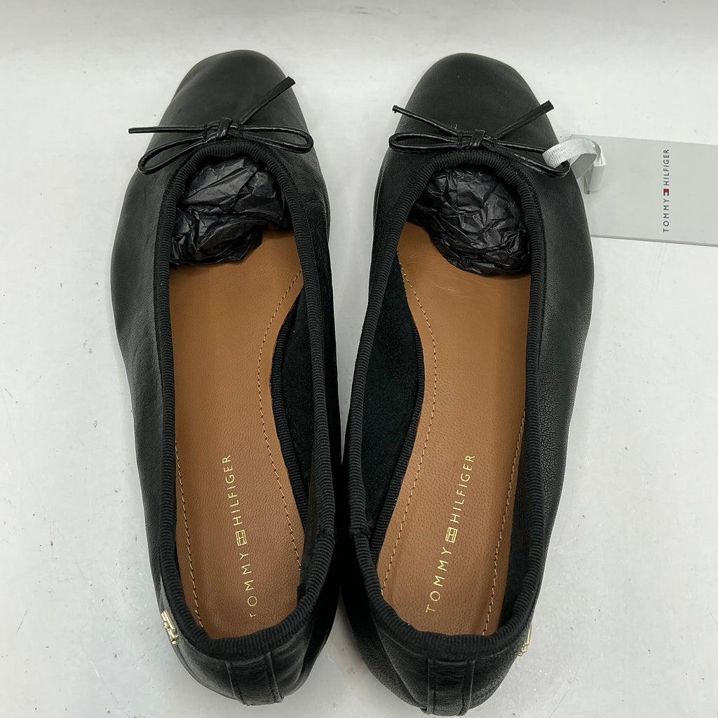 Tommy Hilfiger, black soft leather Ballerina Bow shoes