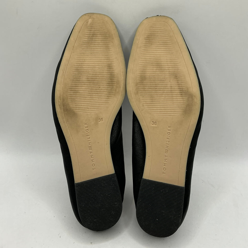 Tommy Hilfiger, black soft leather Ballerina Bow shoes