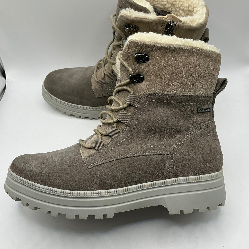 Tamaris comfort, two tone suede boots with woolly lining