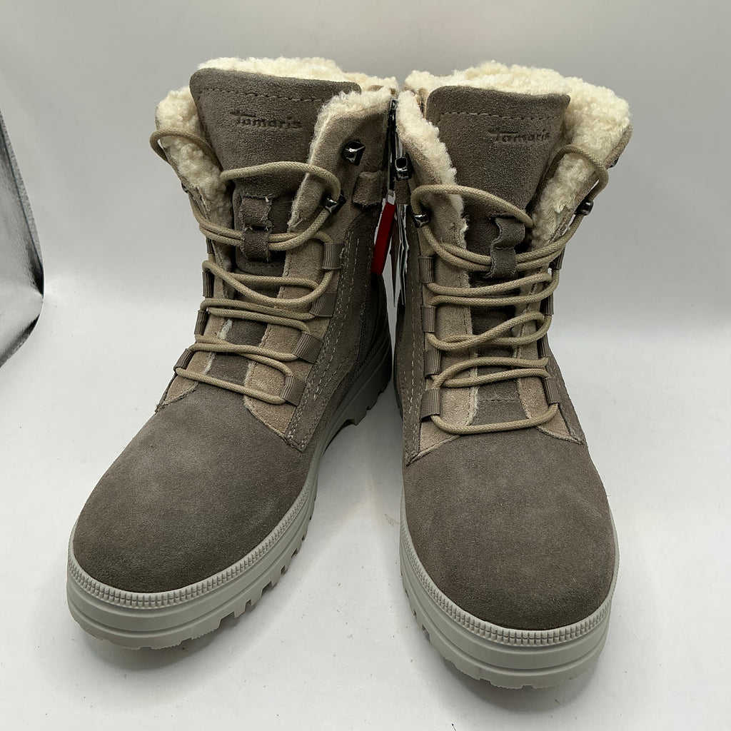 Tamaris comfort, two tone suede boots with woolly lining
