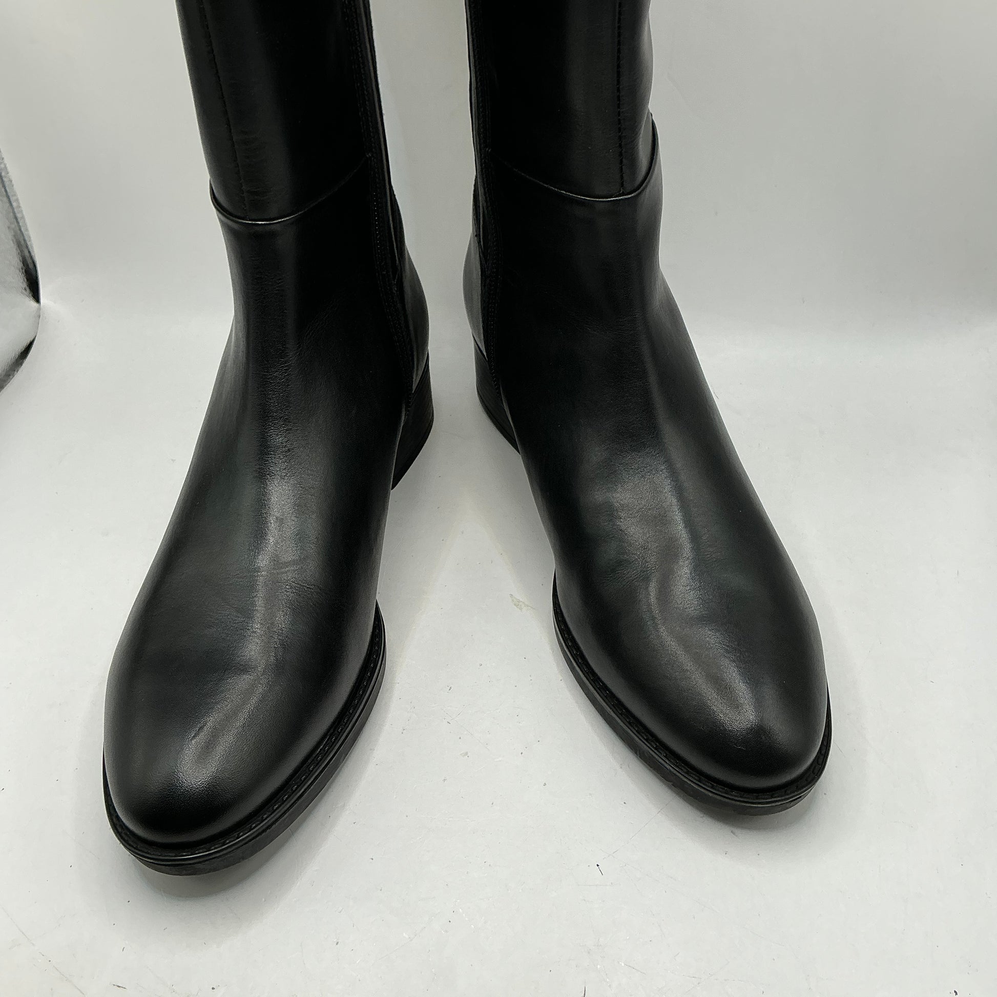 Geox, felicity d, black leather knee boots with elasticated faux suede back