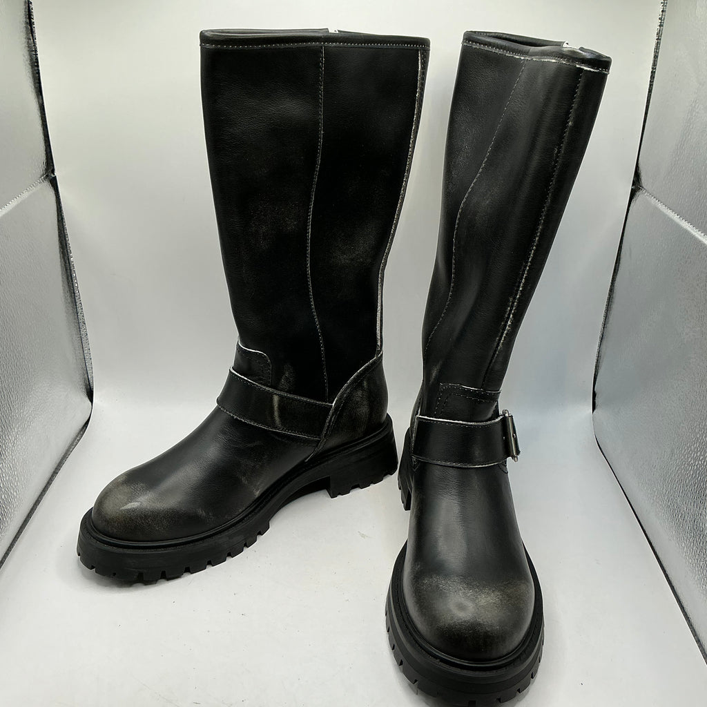 Pepe Jeans, Kane Warm, distressed black leather long boots
