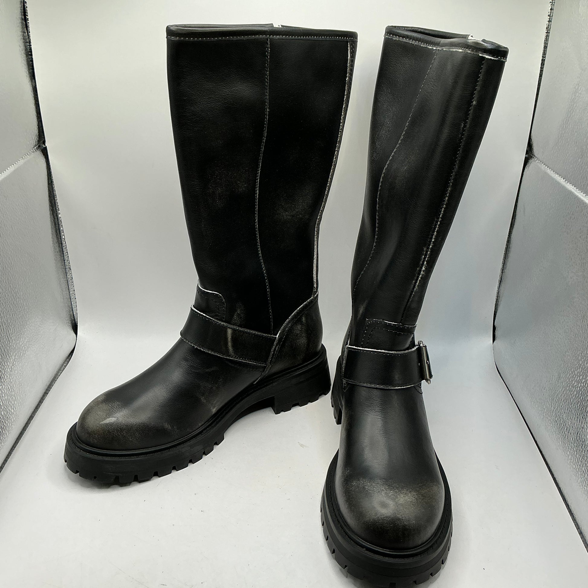 Pepe Jeans, Kane Warm, distressed black leather long boots