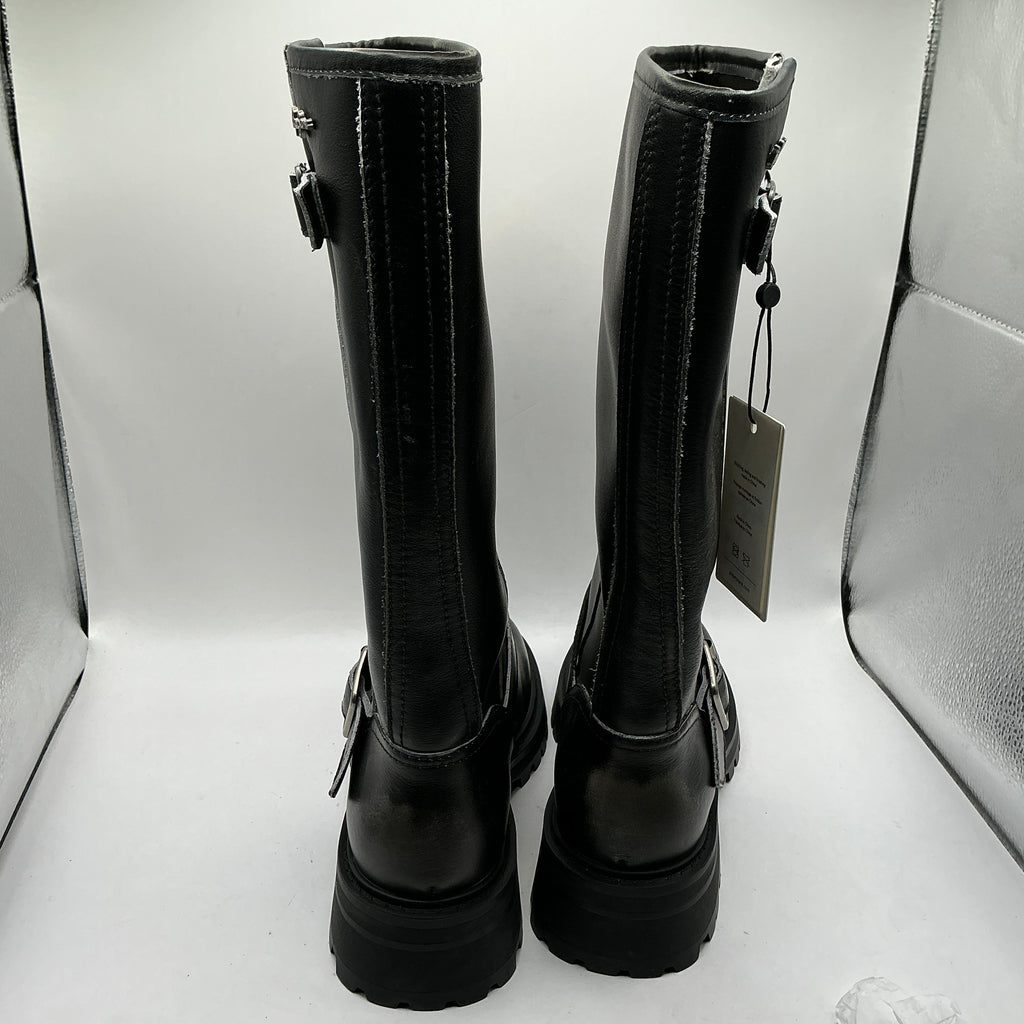 Pepe Jeans, Kane Warm, distressed black leather long boots