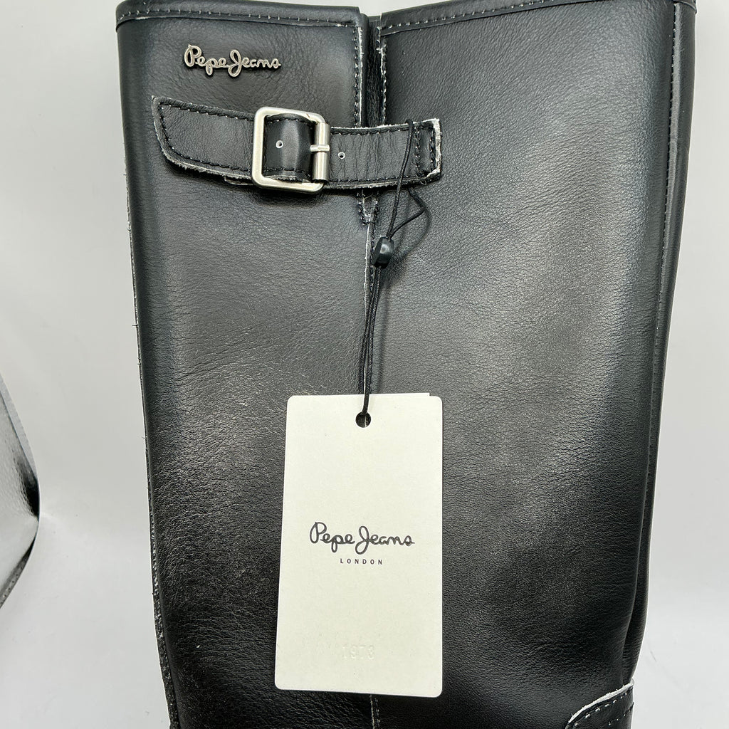 Pepe Jeans, Kane Warm, distressed black leather long boots