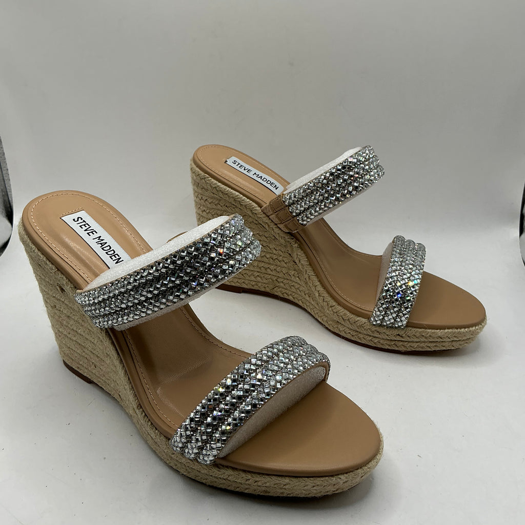 Steve Madden, Upton, silver rhinestone mules, espadrille sandals