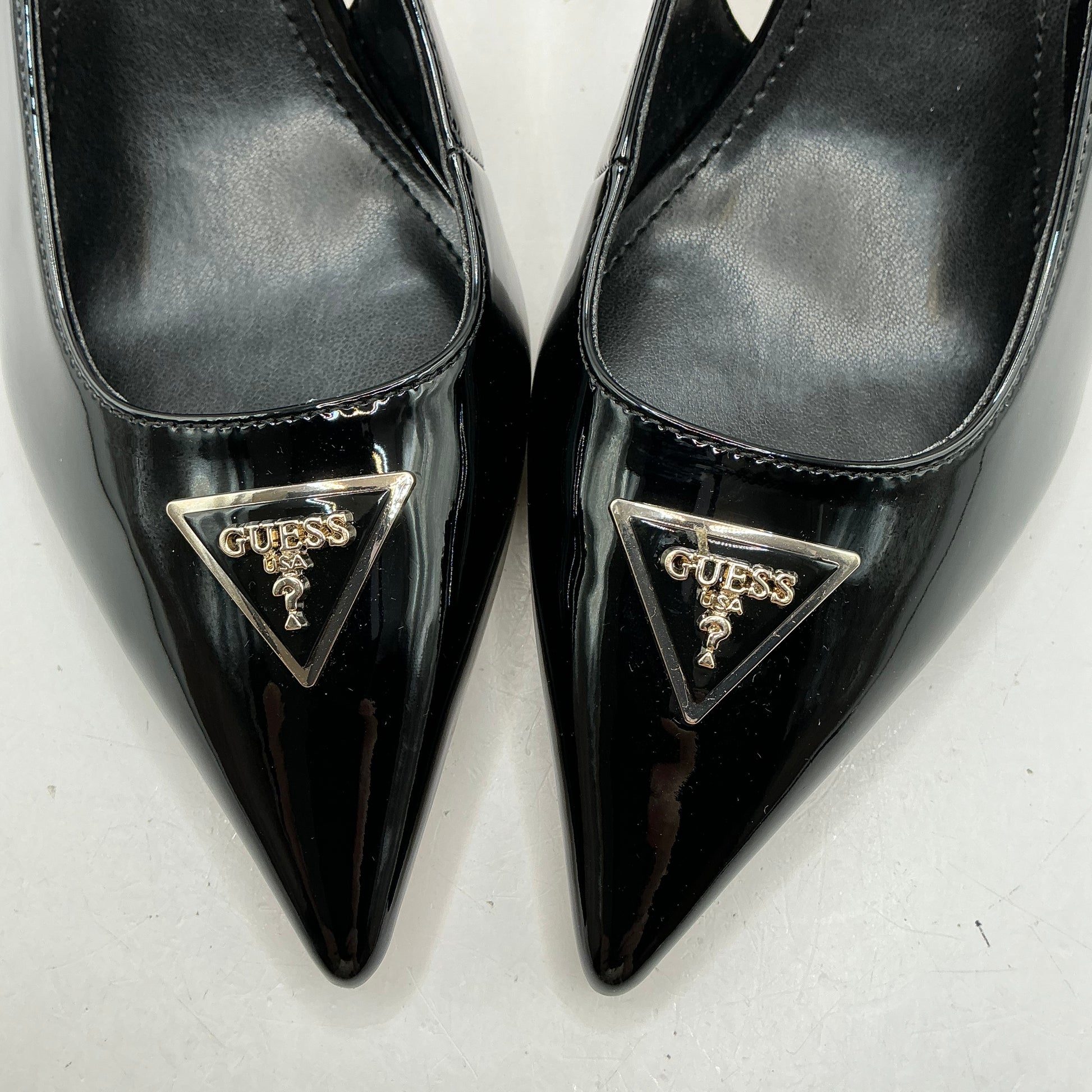 Guess, patent sling back stiletto