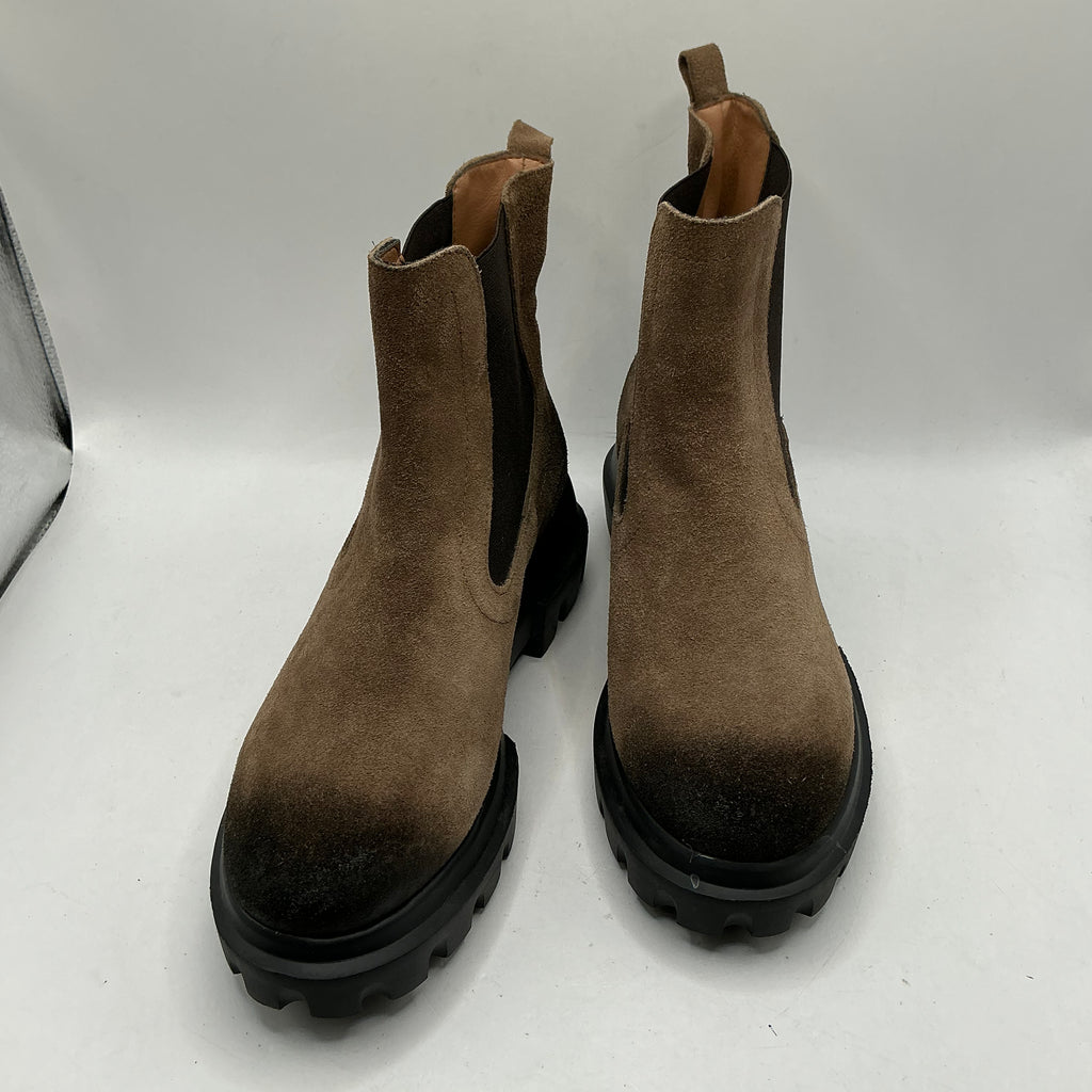 Brown suede chunky lightweight ankle boots