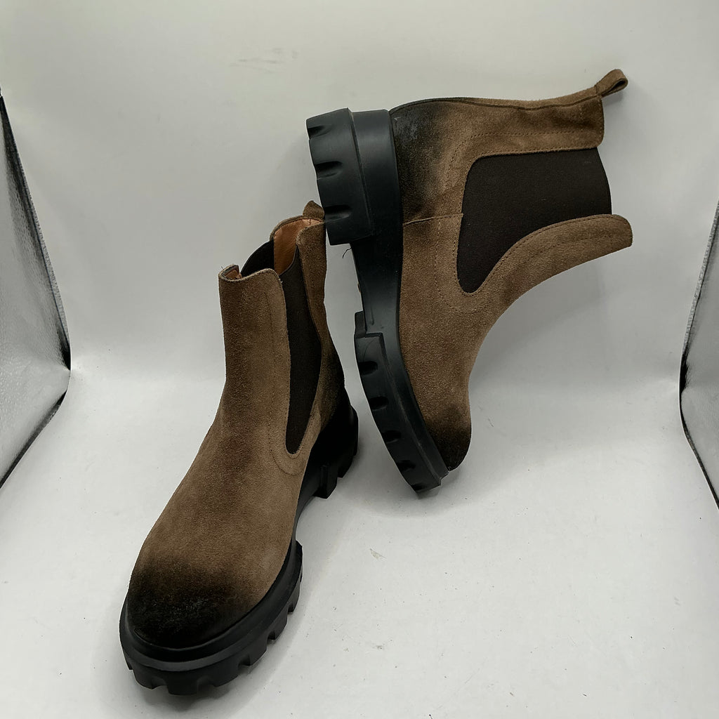 Brown suede chunky lightweight ankle boots