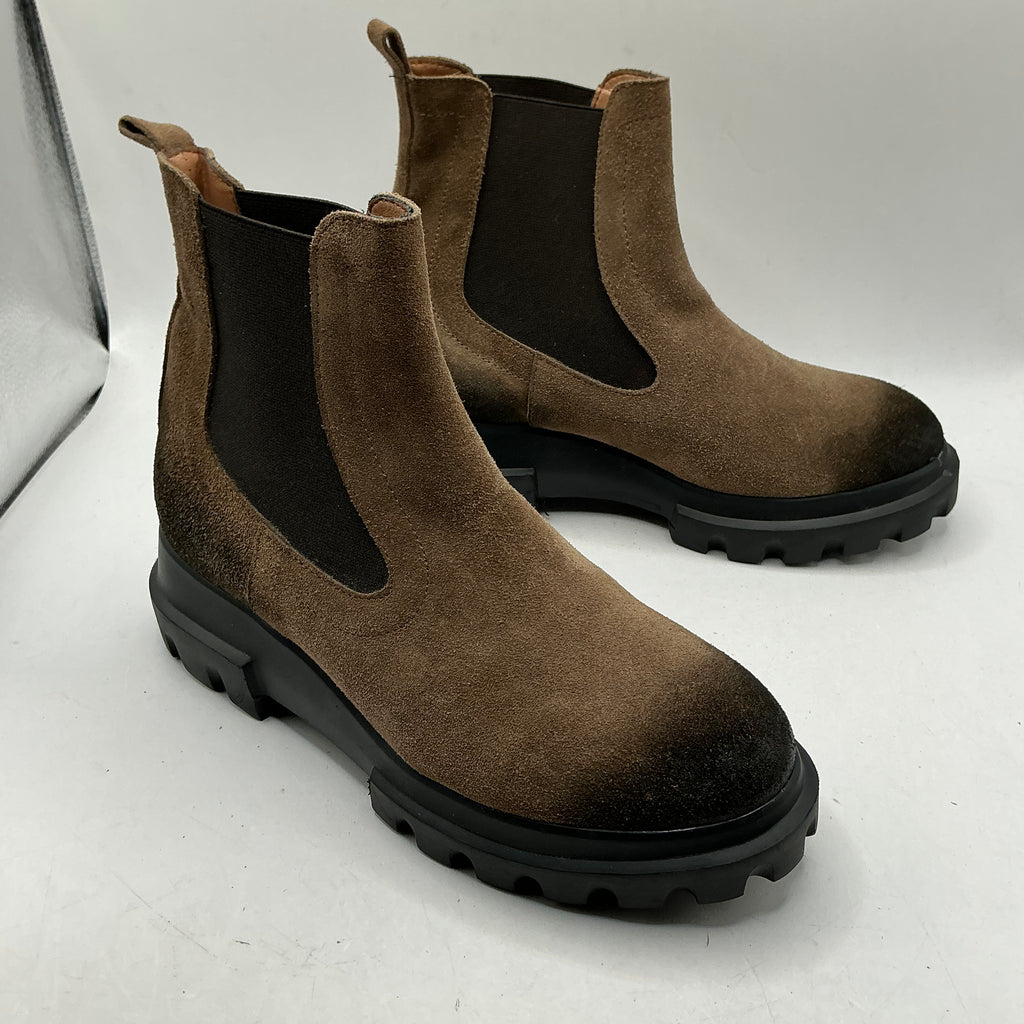 Brown suede chunky lightweight ankle boots