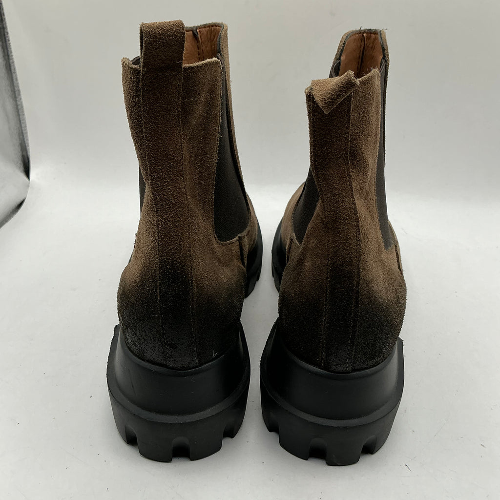 Brown suede chunky lightweight ankle boots