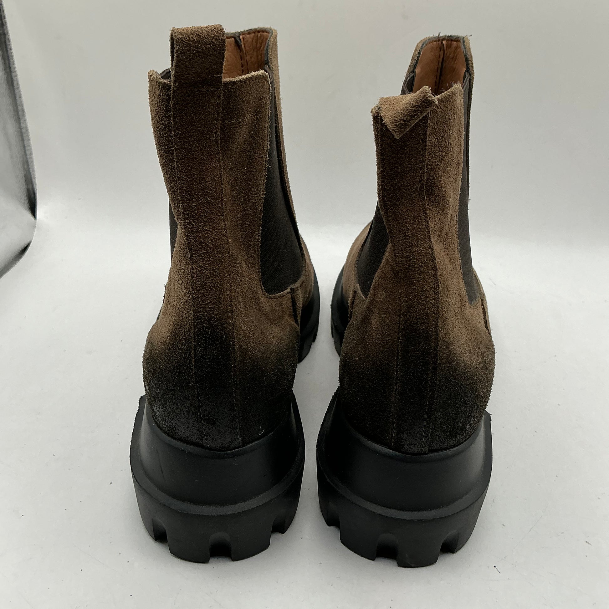 Brown suede chunky lightweight ankle boots