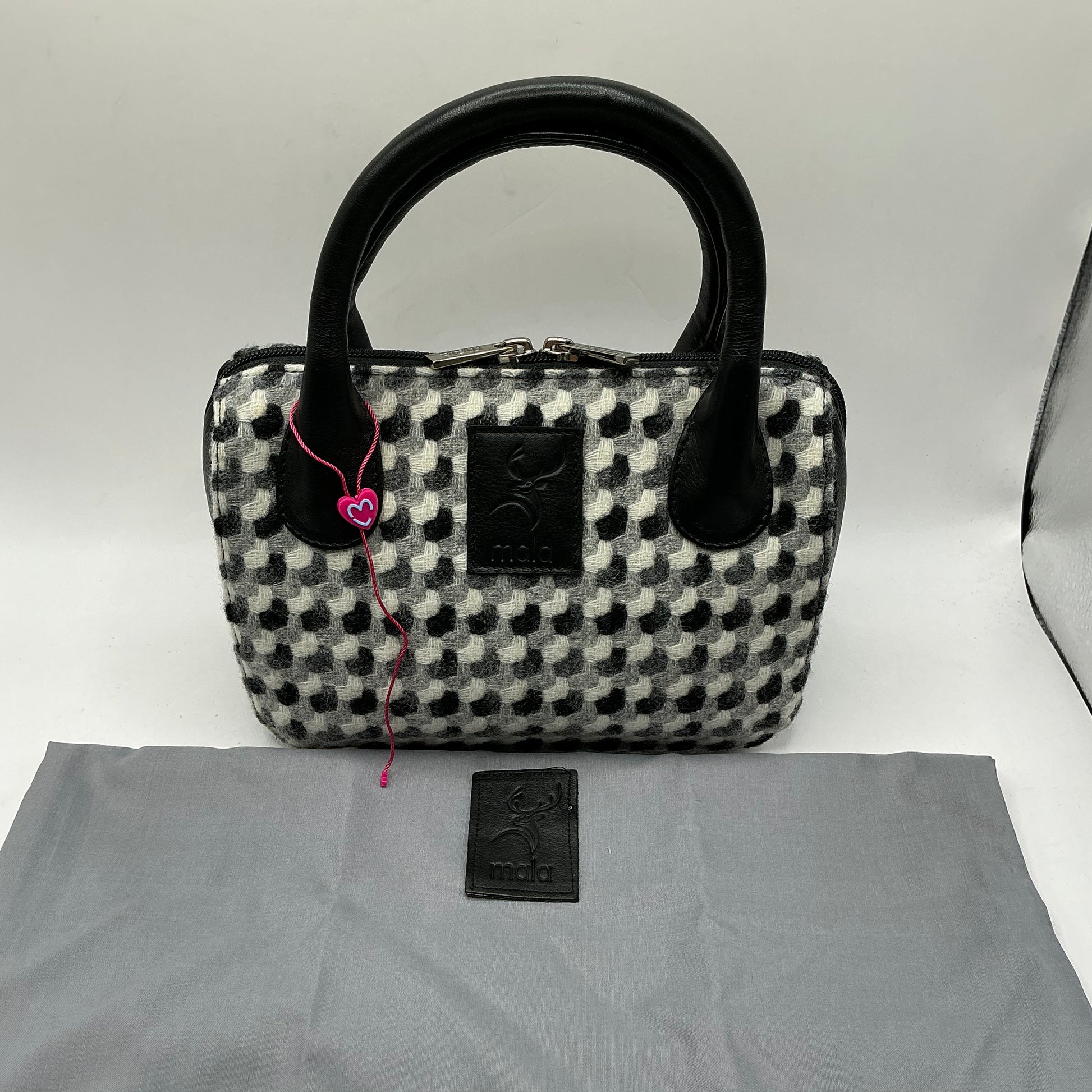 Mala, Moon, small leather and wool handbag bag