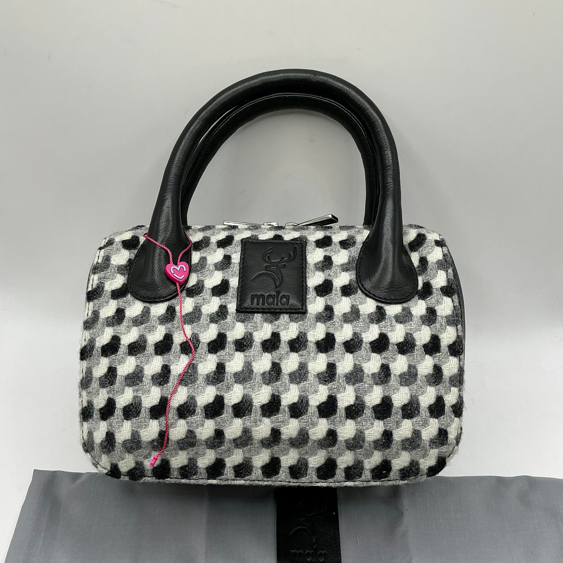 Mala, Moon, small leather and wool handbag bag