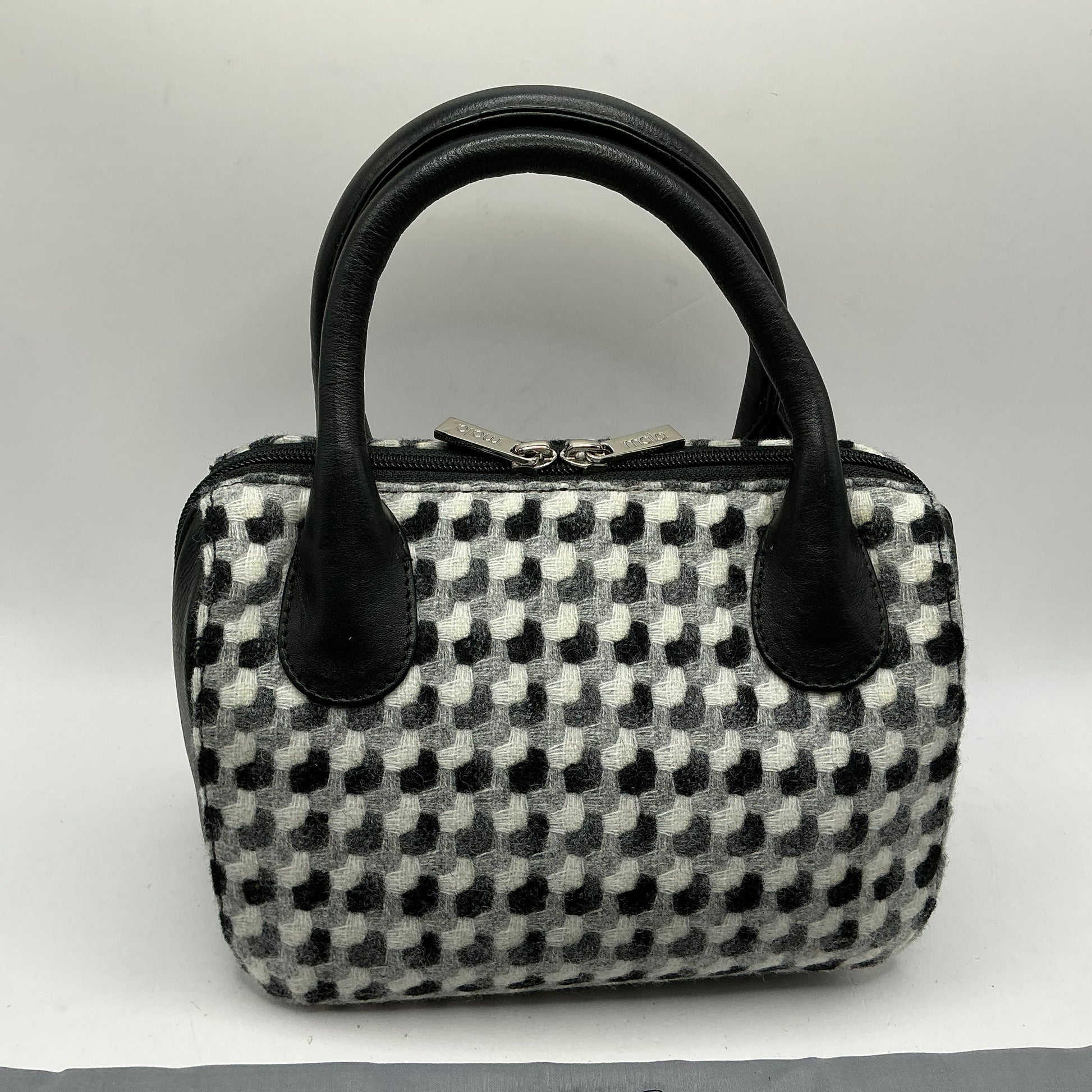 Mala, Moon, small leather and wool handbag bag