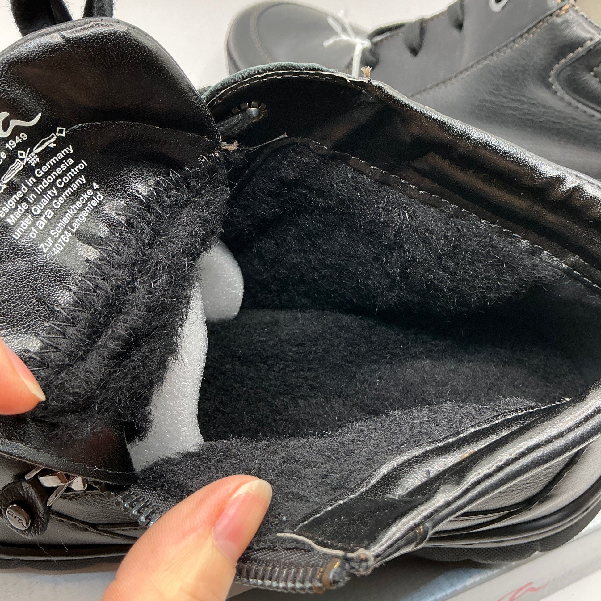 Ara, Tampa, black leather wool lined ankle boots