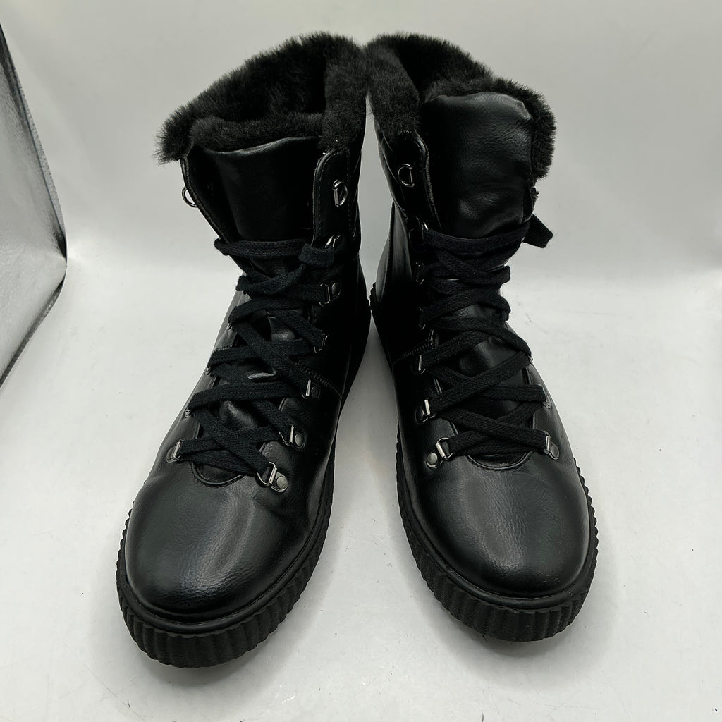 M&S black ankle boots with faux fur