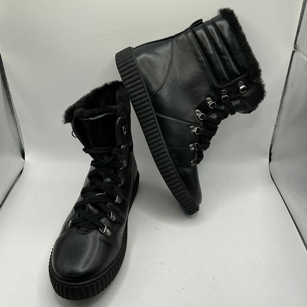 M&S black ankle boots with faux fur