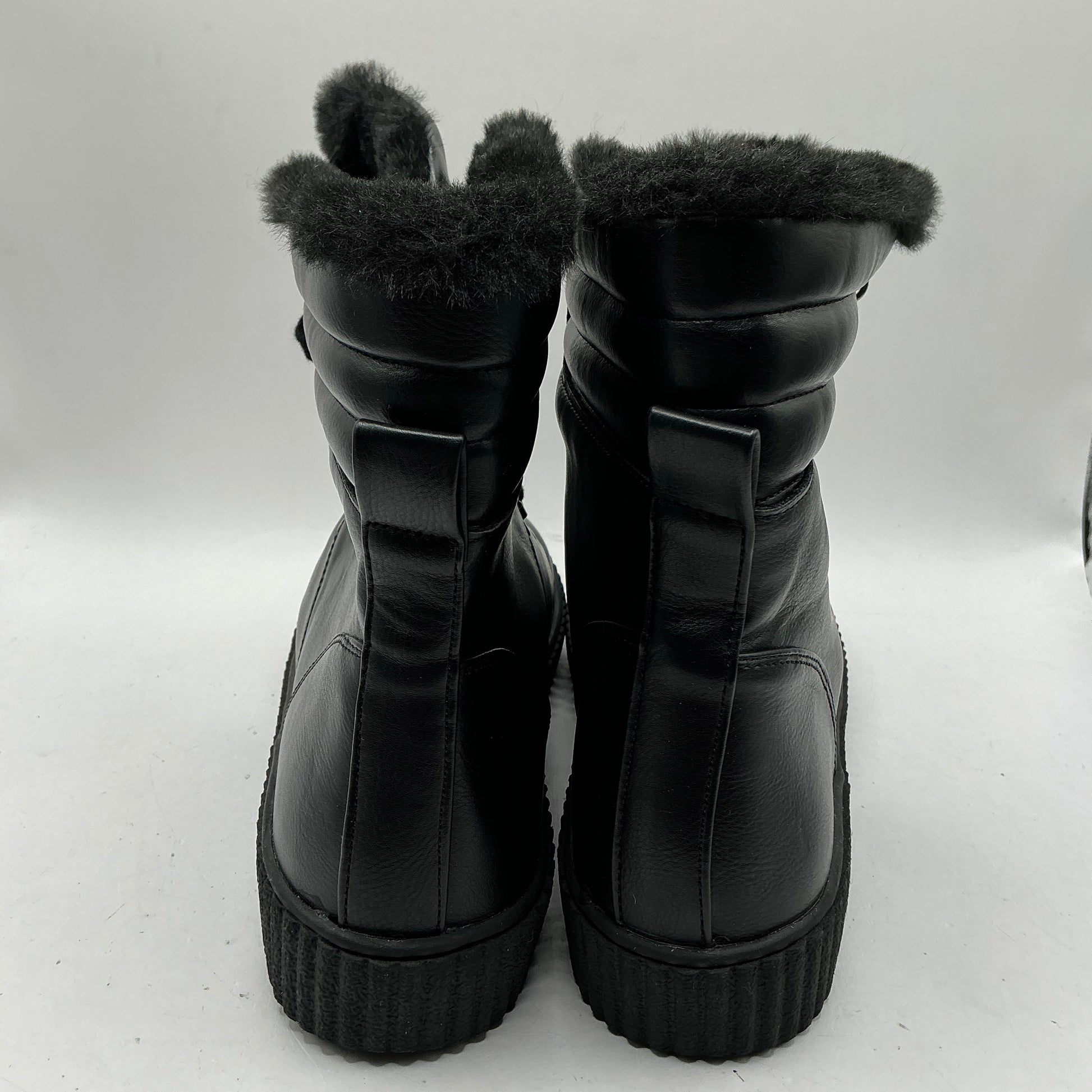 M&S black ankle boots with faux fur