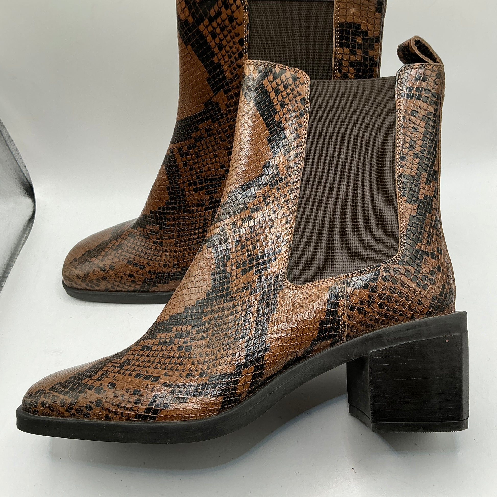 M&S leather ankle boots with snake skin print