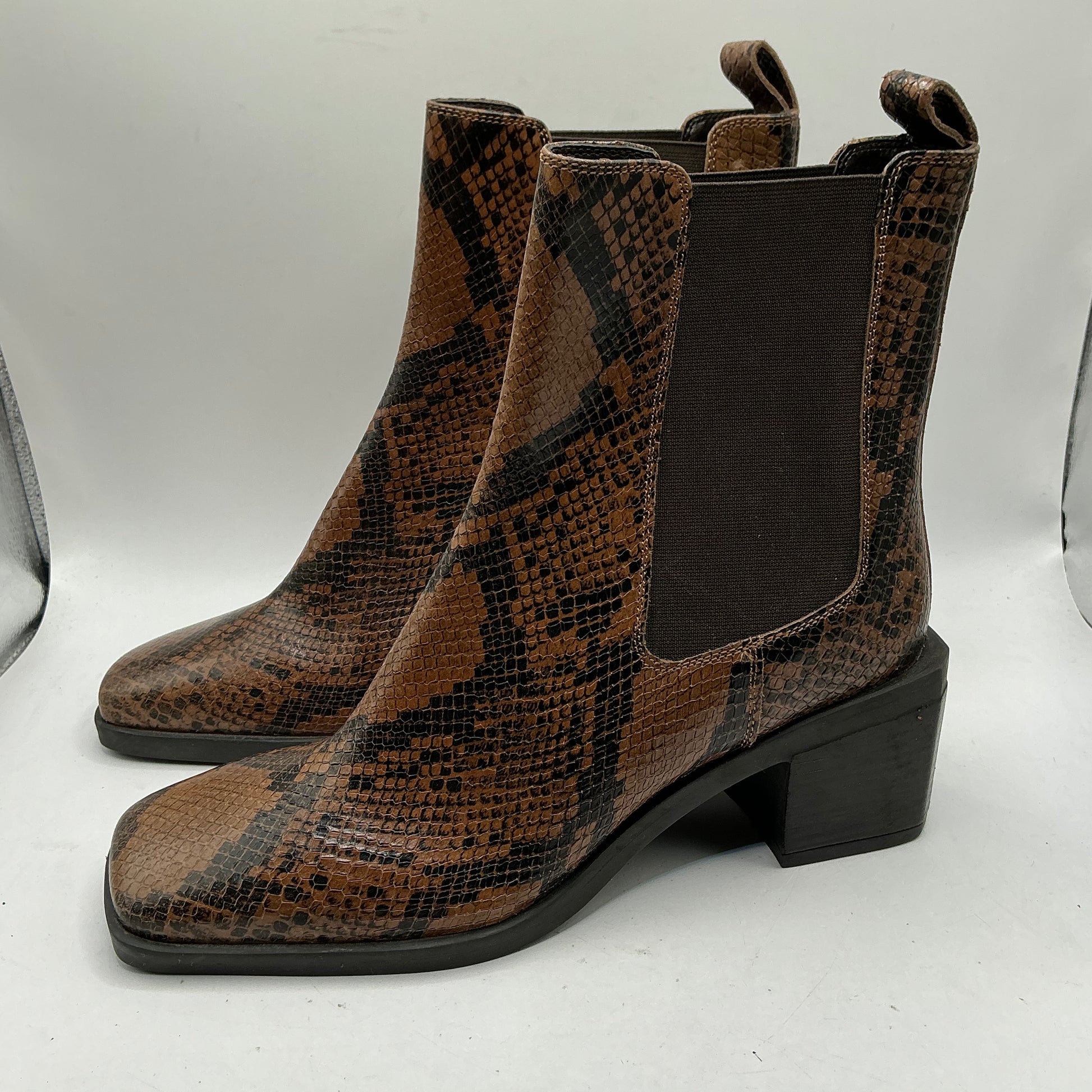 M&S leather ankle boots with snake skin print