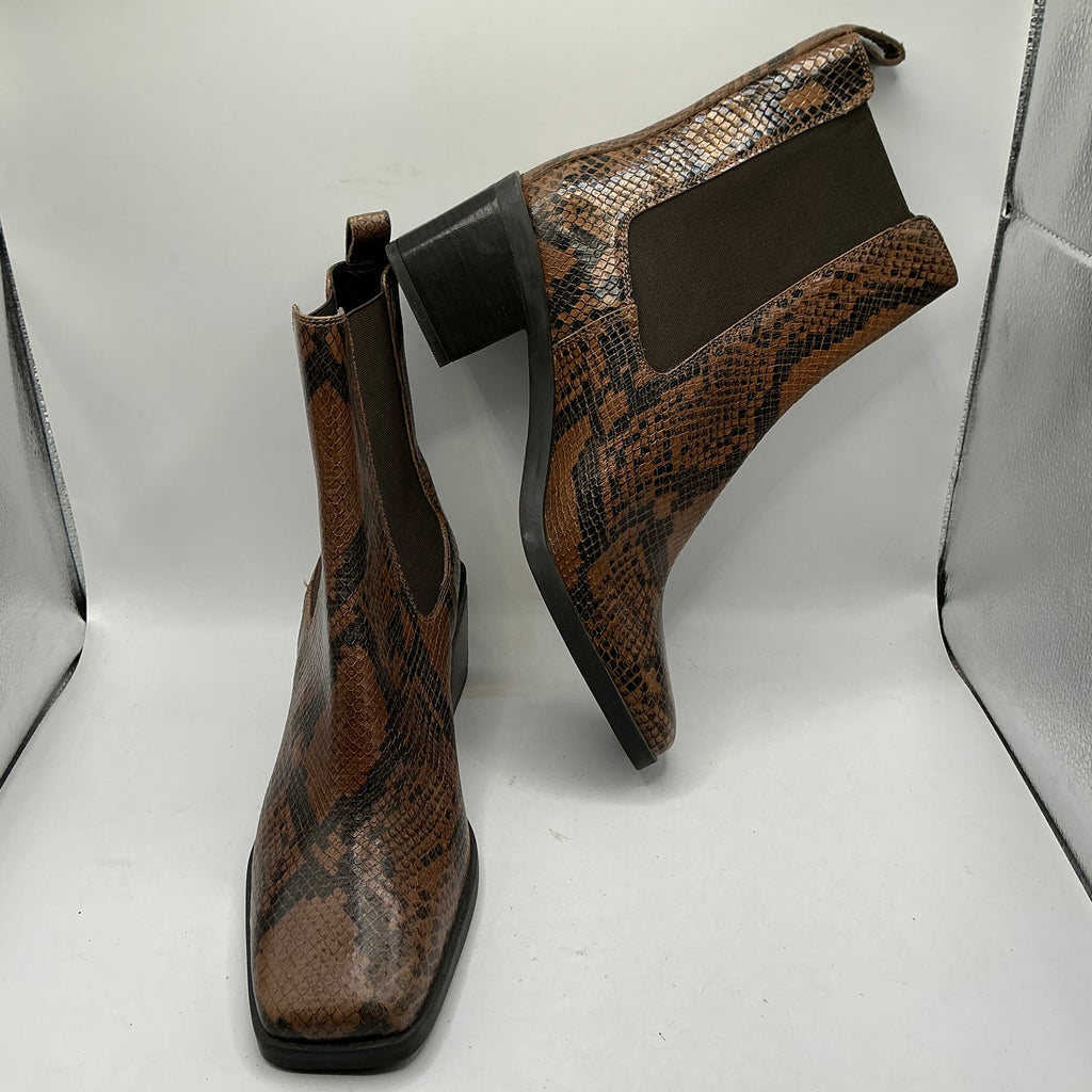 M&S leather ankle boots with snake skin print