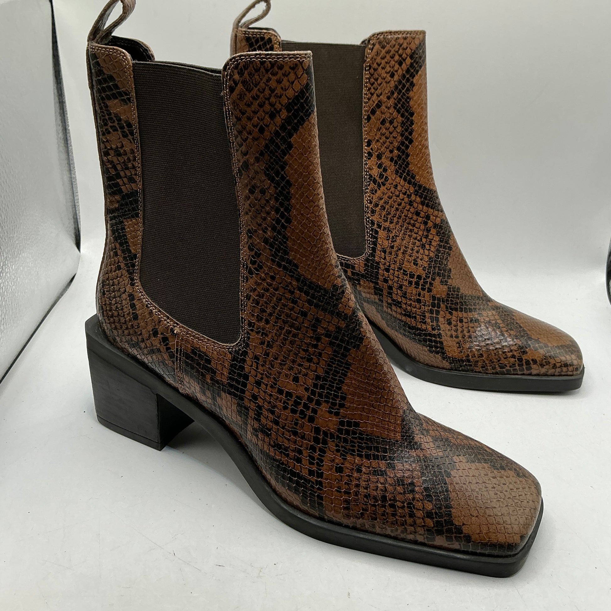 M&S leather ankle boots with snake skin print
