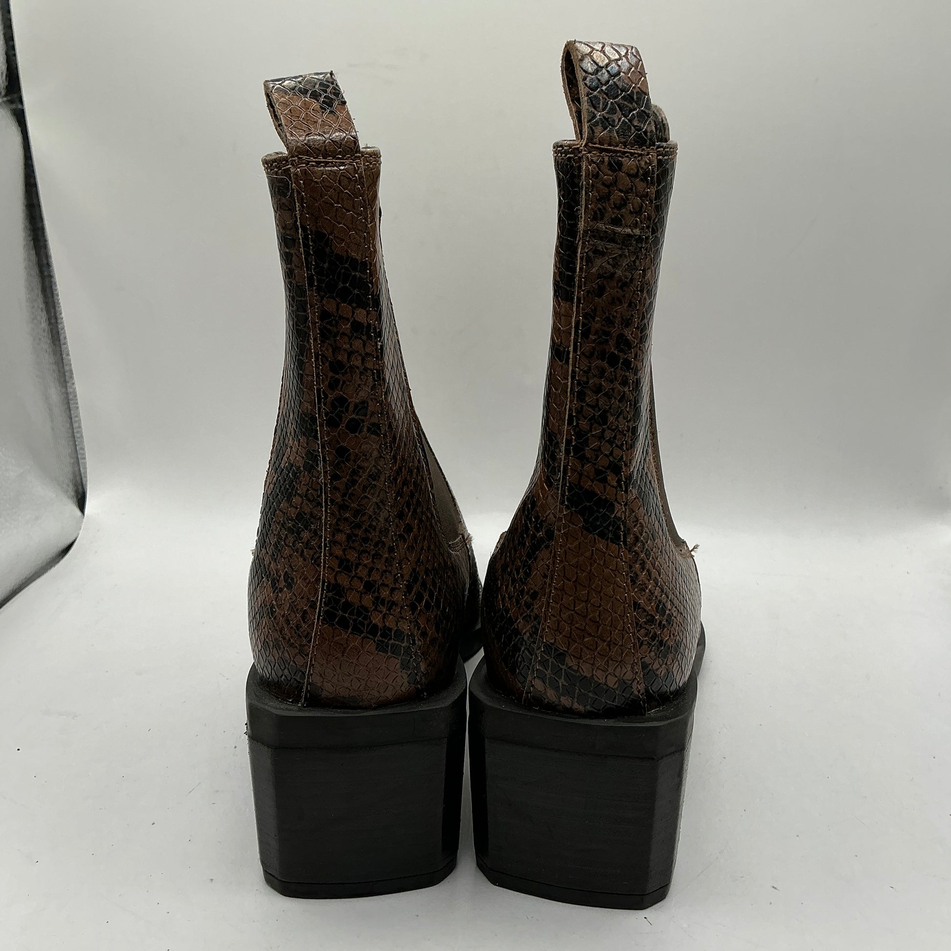 M&S leather ankle boots with snake skin print