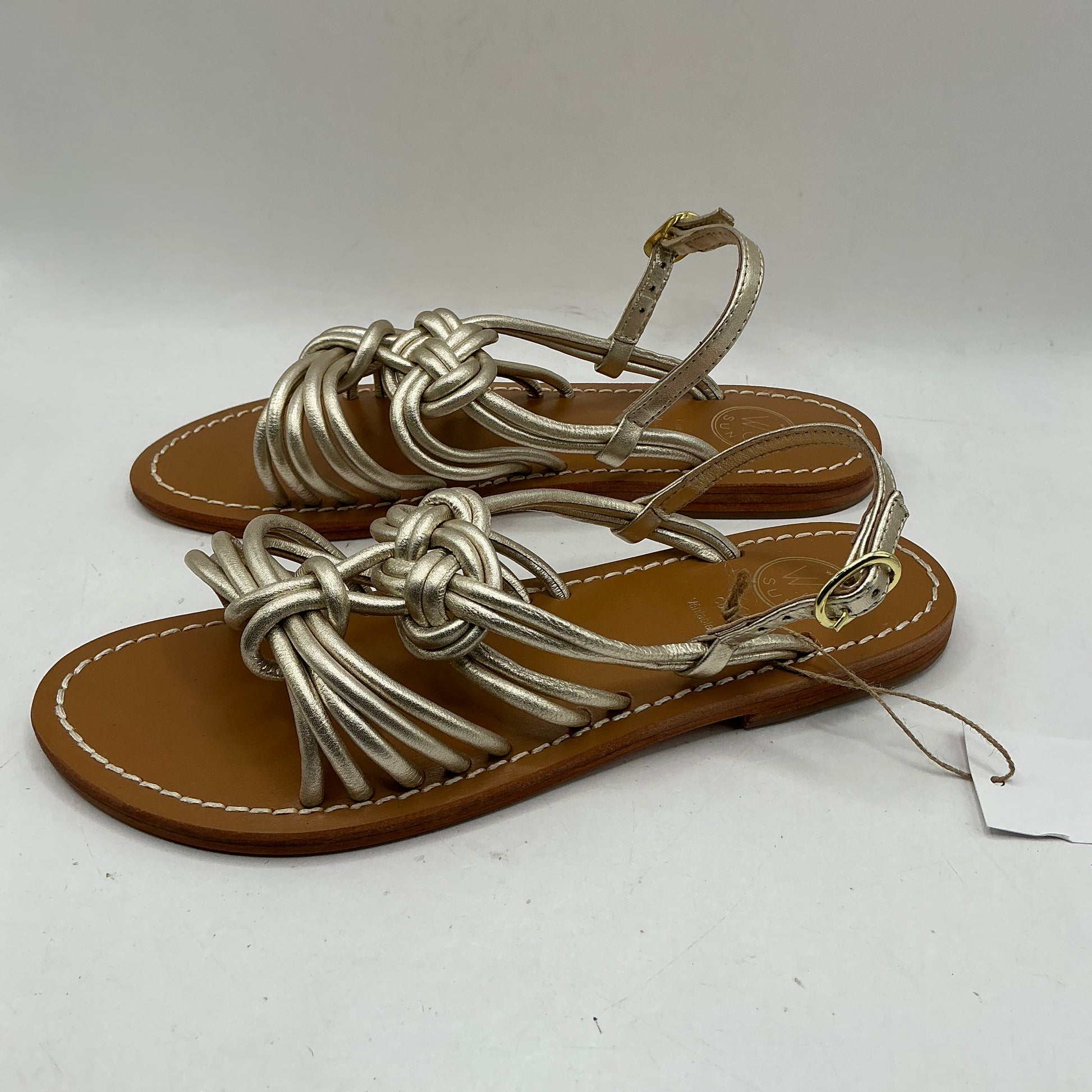 White Sun, Strappy gold leather sandals