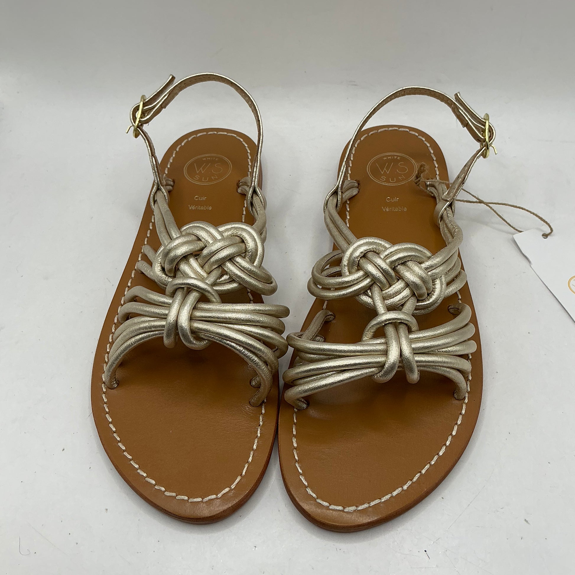 White Sun, Strappy gold leather sandals