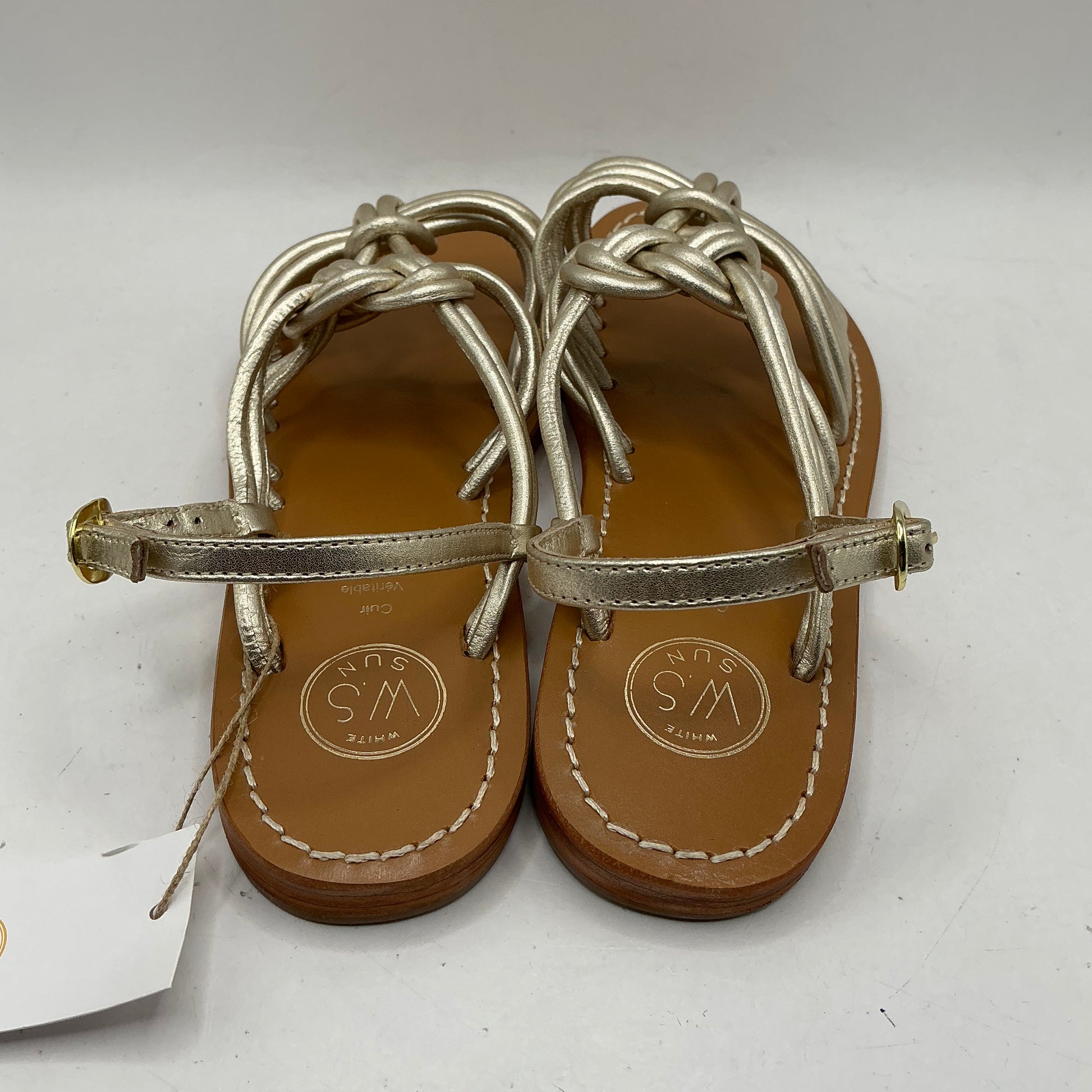 White Sun, Strappy gold leather sandals