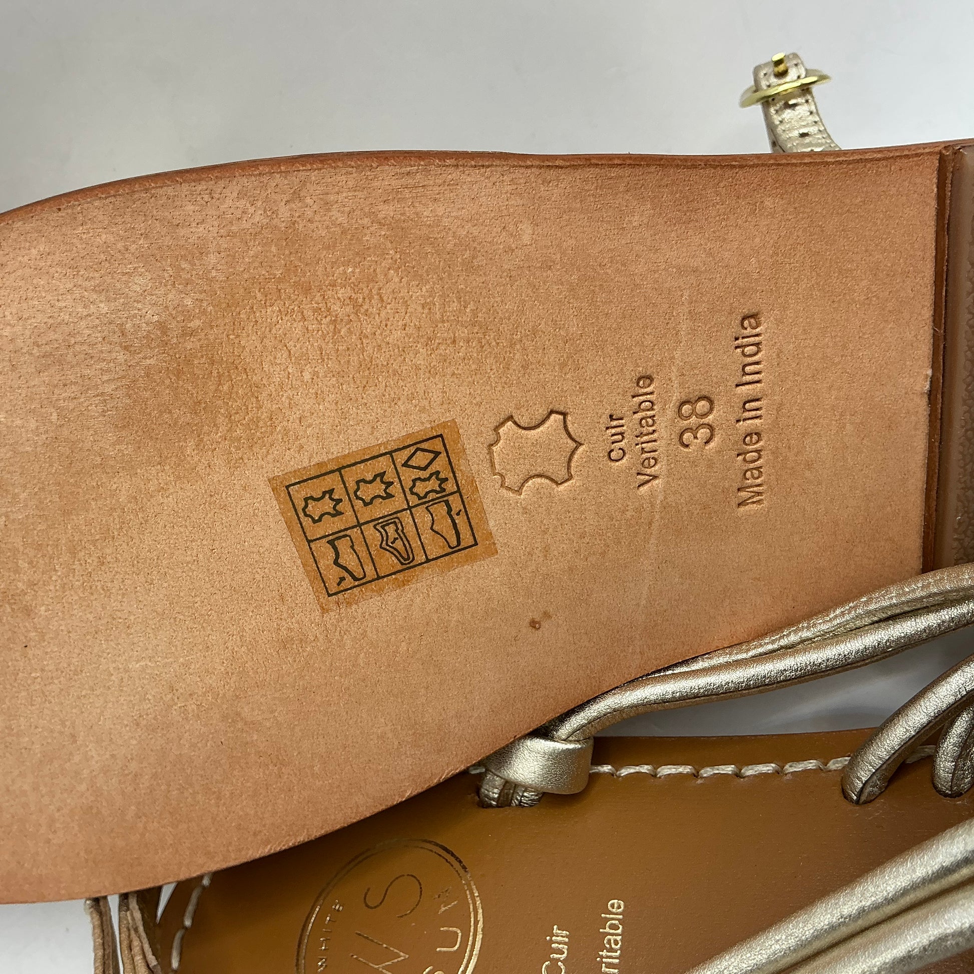 White Sun, Strappy gold leather sandals