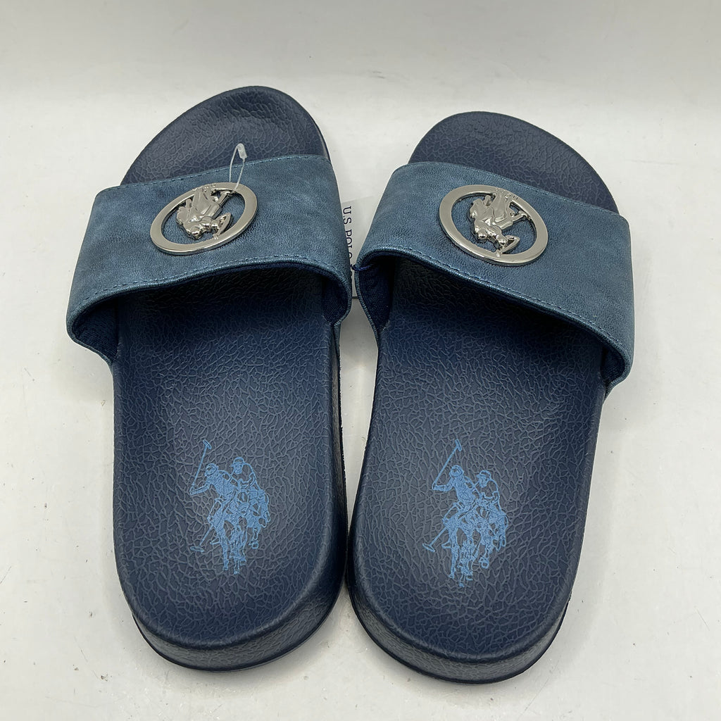 US Polo Assn, blue metallic sliders