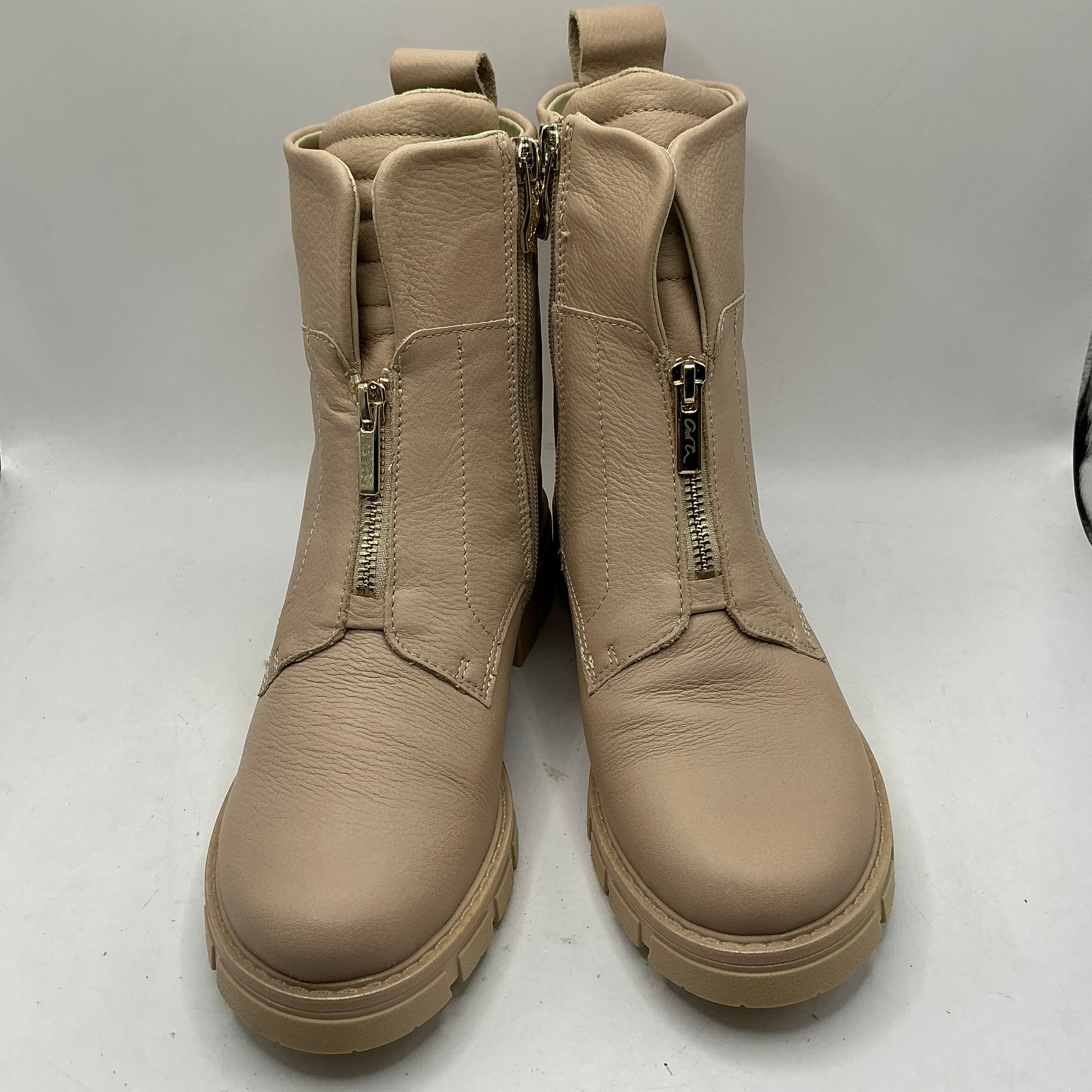 Ara, Dover, soft nude leather ankle boots with ornamental zip