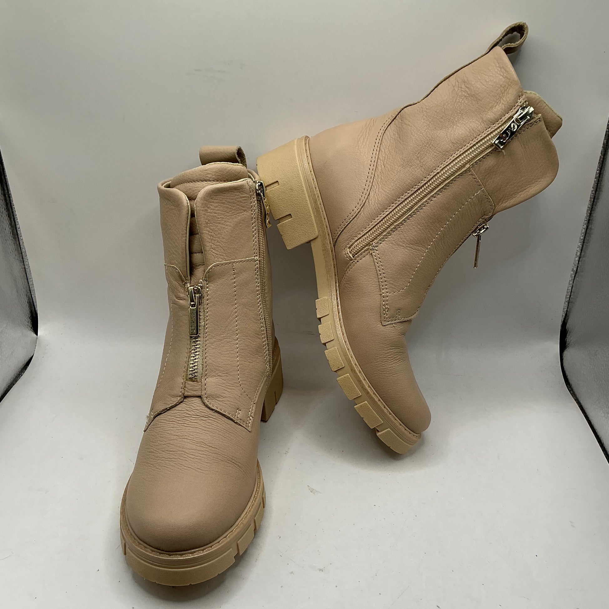 Ara, Dover, soft nude leather ankle boots with ornamental zip