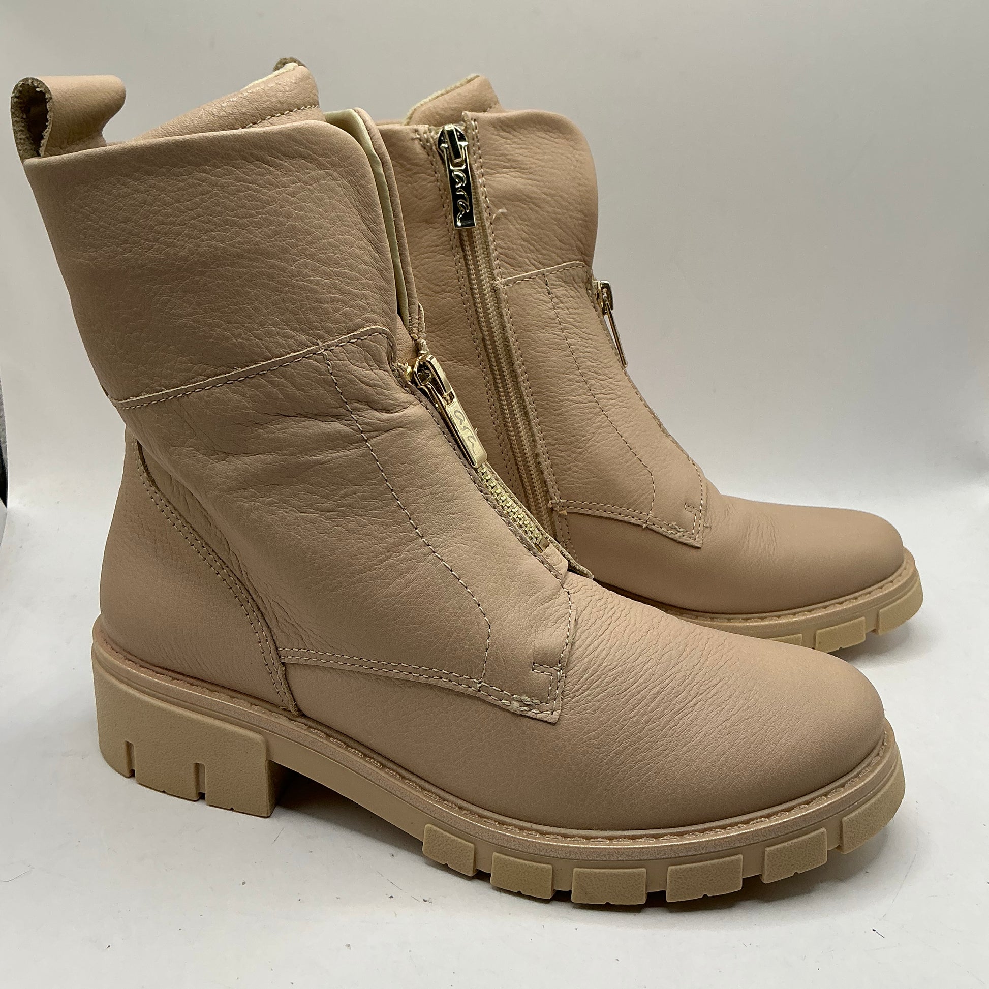 Ara, Dover, soft nude leather ankle boots with ornamental zip