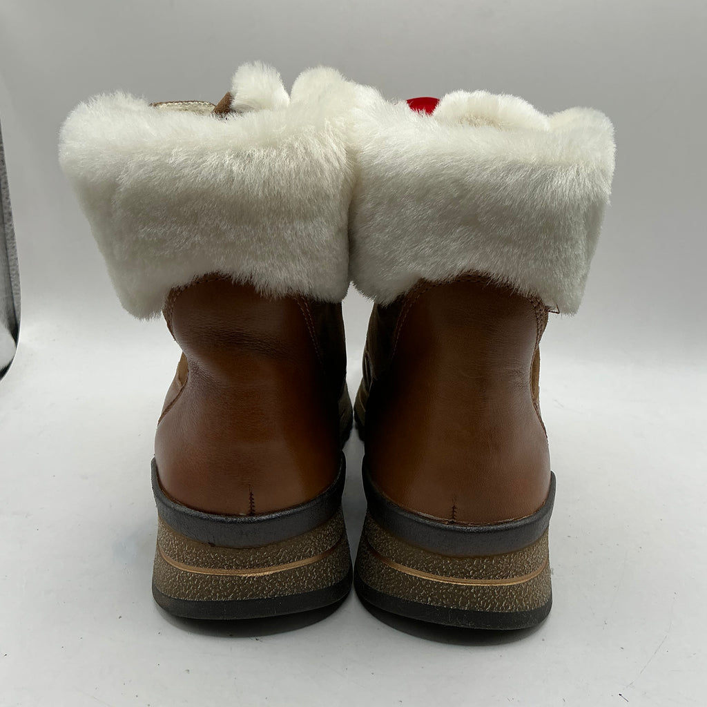 Ara, Osaka, cognac leather and suede ankle boots with wool lining