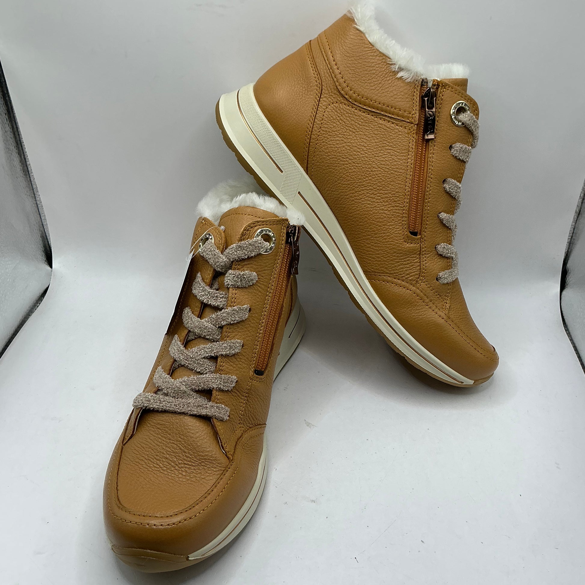 Ara, Osaka 2, caramel leather ankle boots with wool lining