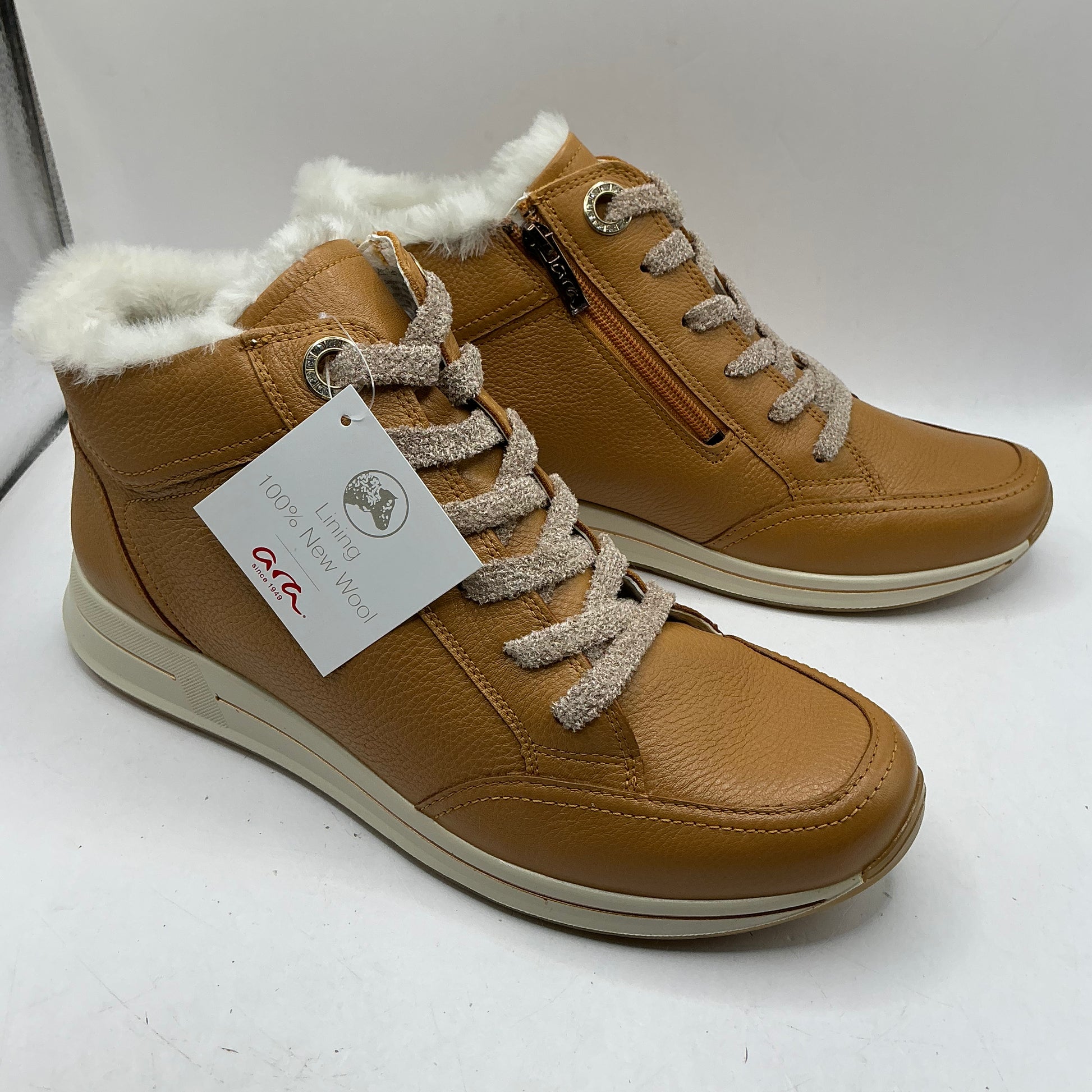 Ara, Osaka 2, caramel leather ankle boots with wool lining