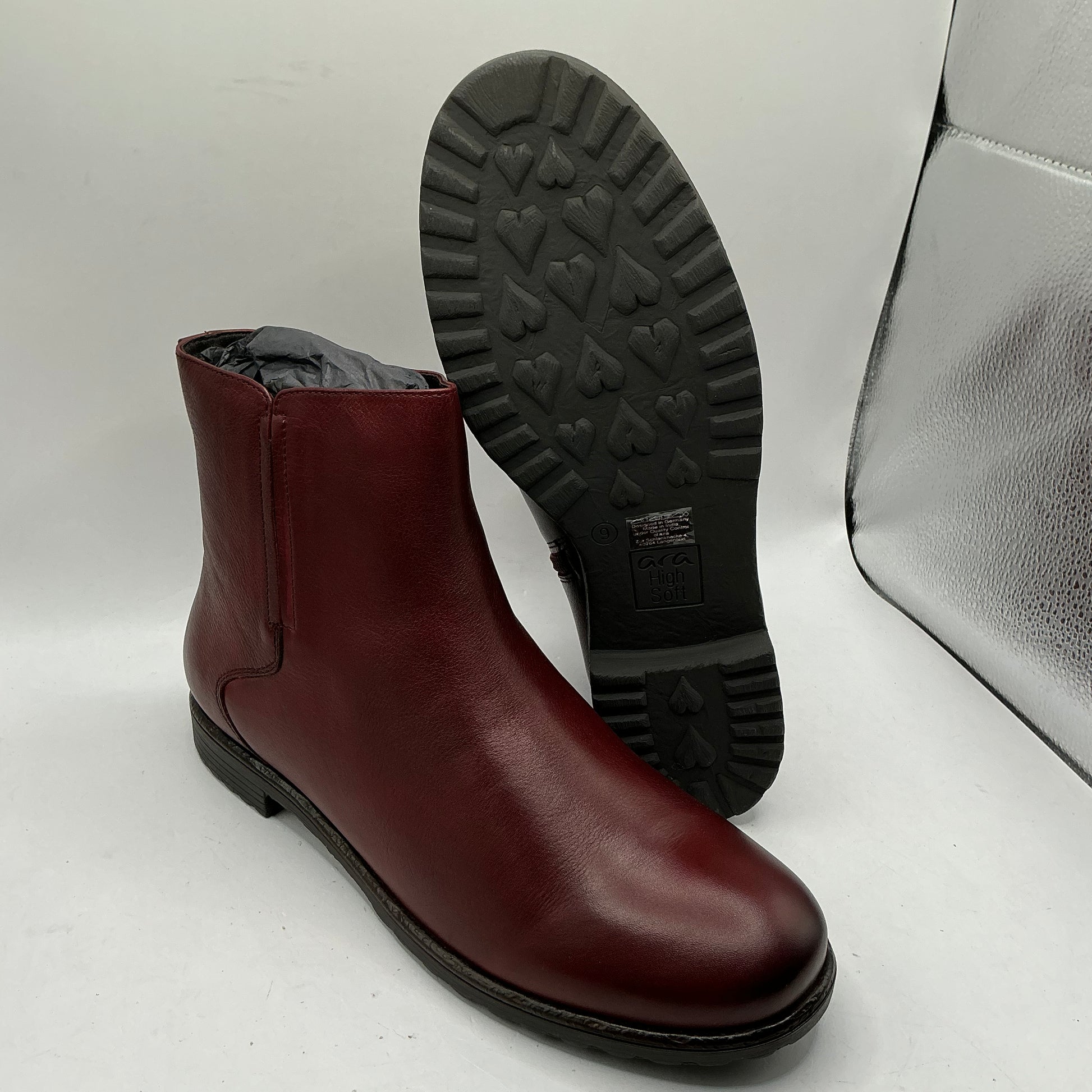 Ara, Liverpool-St, Burgundy leather ankle boots