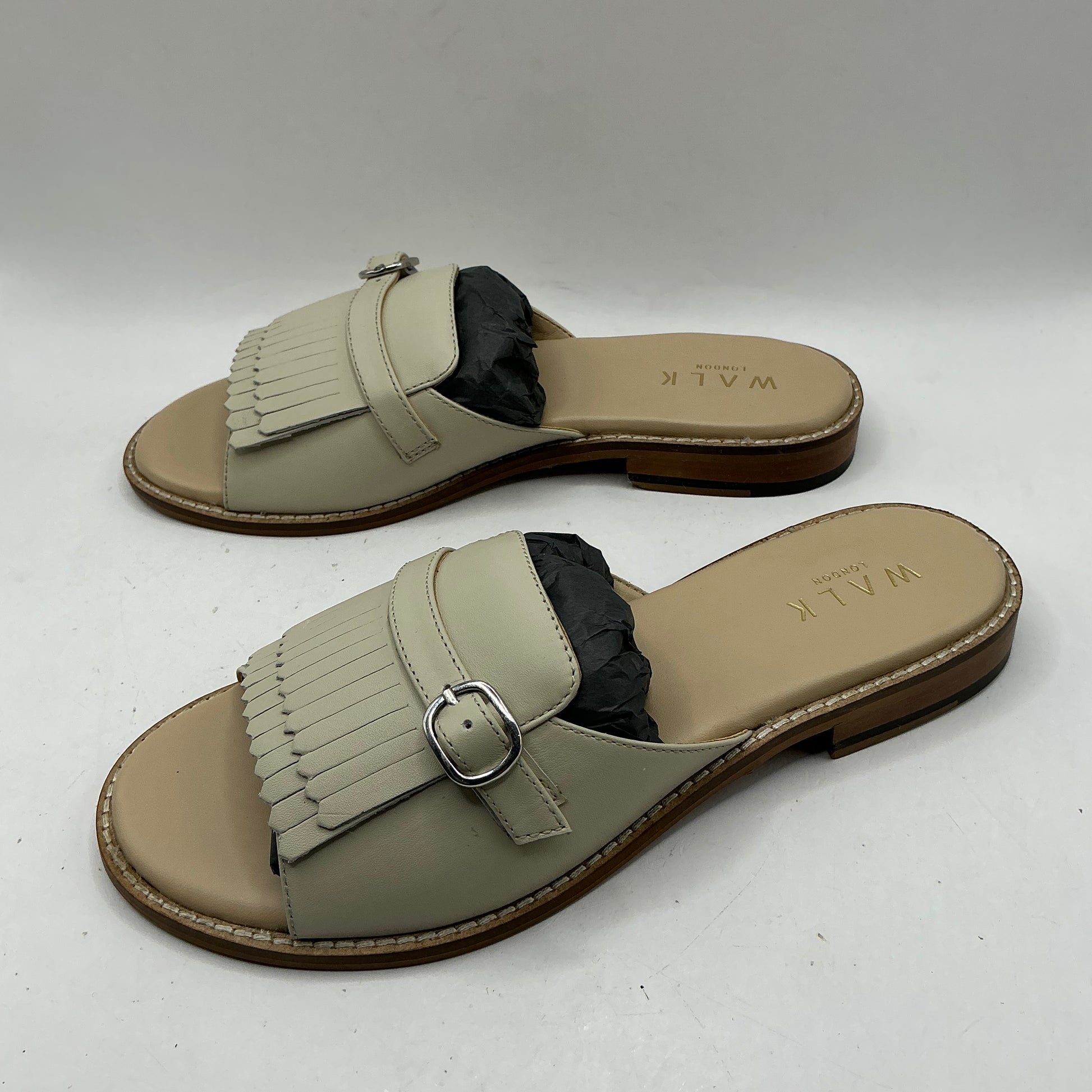 Walk London, Portofino off white leather mule sandals