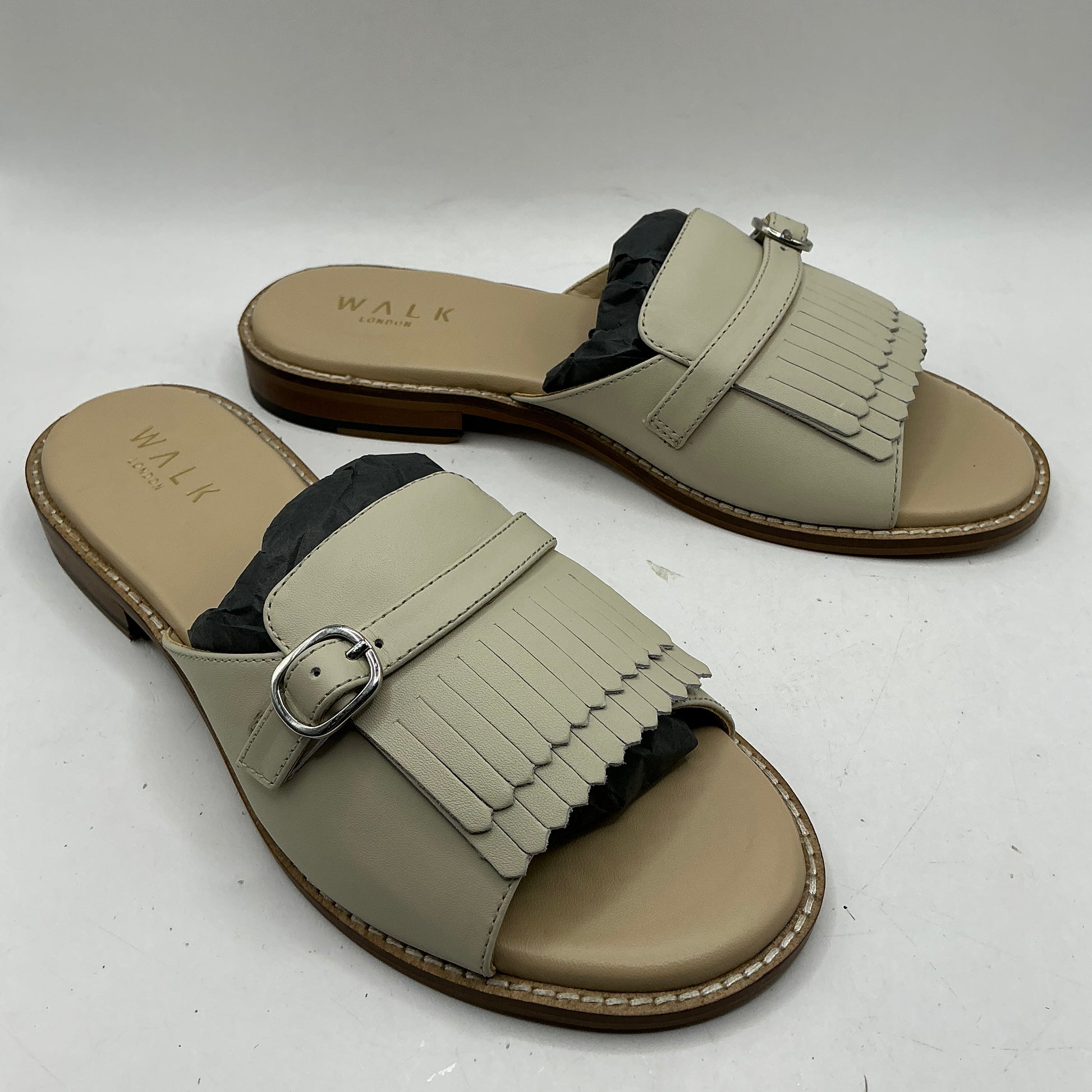 Walk London, Portofino off white leather mule sandals