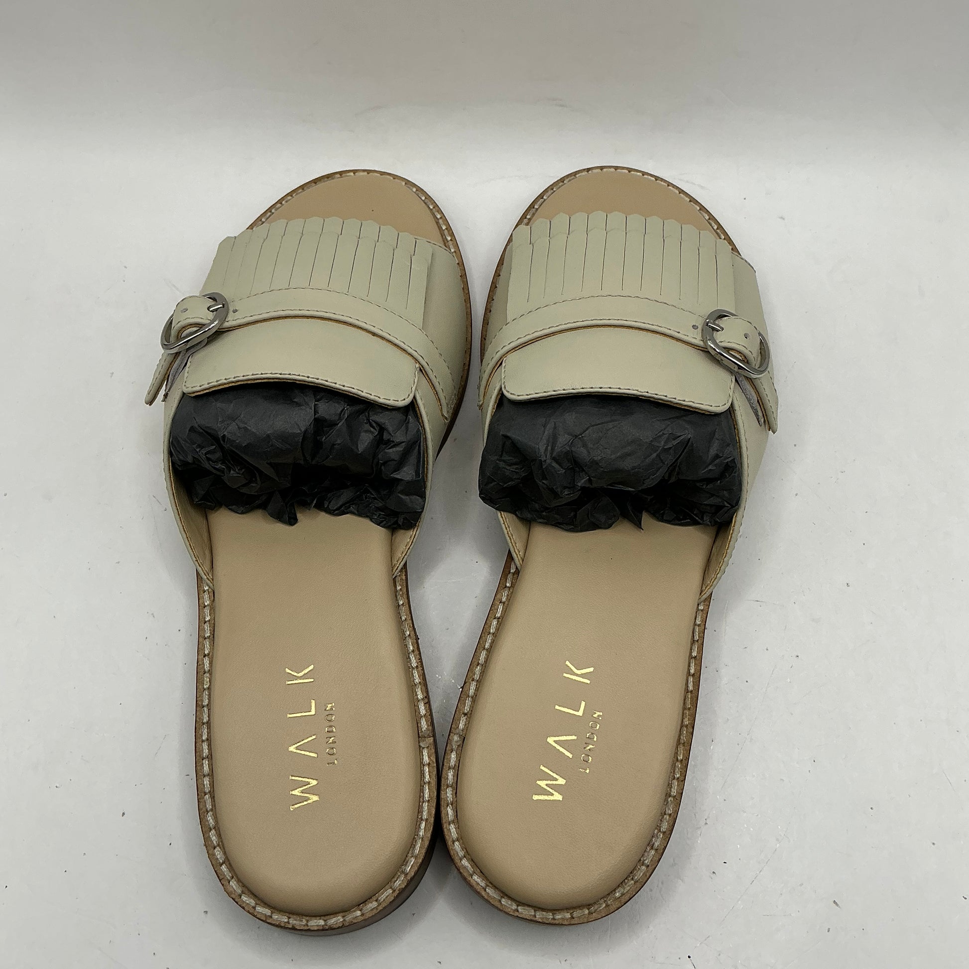 Walk London, Portofino off white leather mule sandals