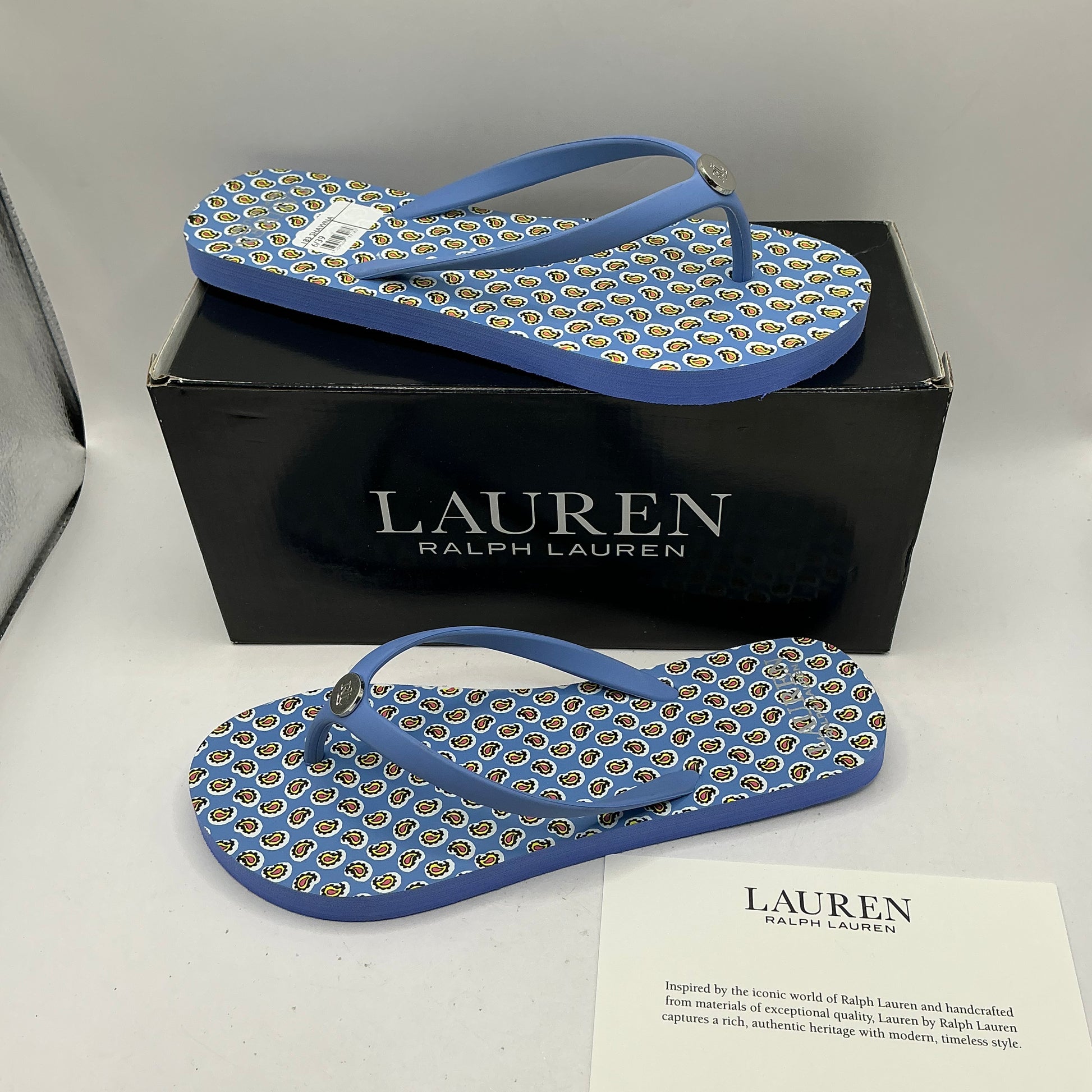Lauren, Ralph Lauren blue toe post flip flops