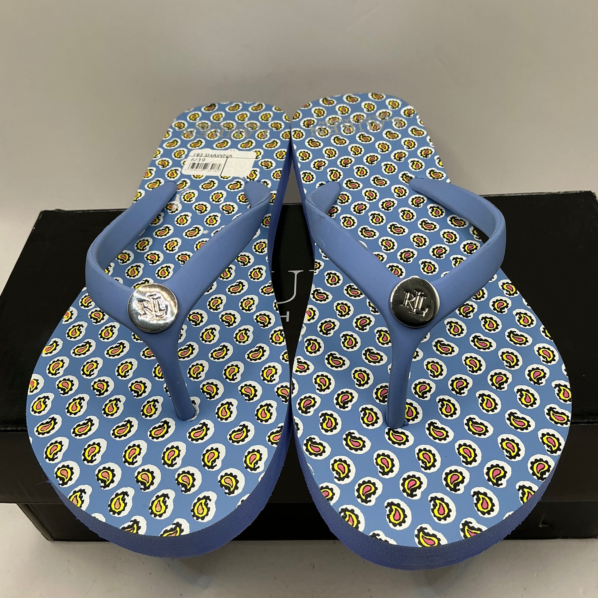 Lauren, Ralph Lauren blue toe post flip flops
