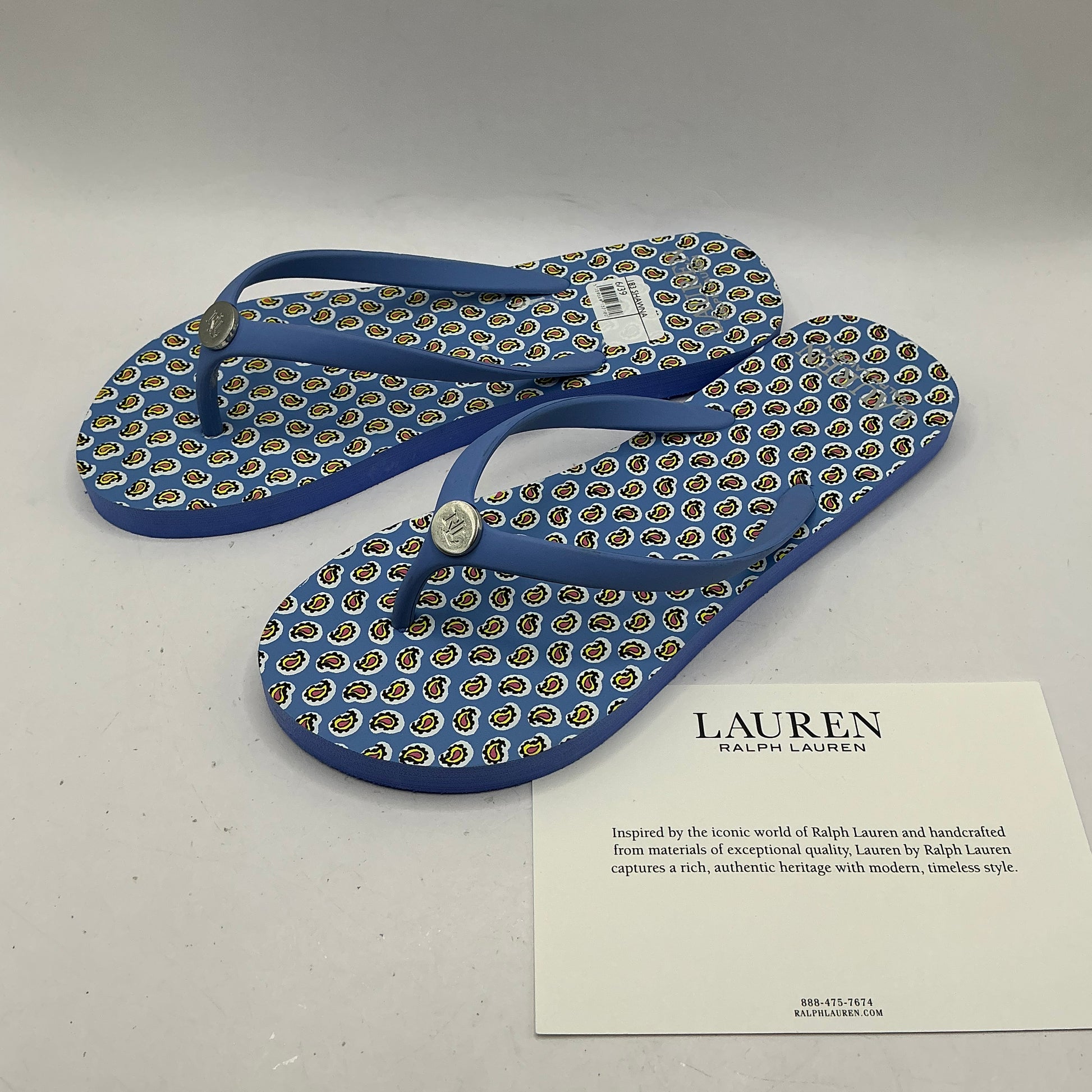 Lauren, Ralph Lauren blue toe post flip flops