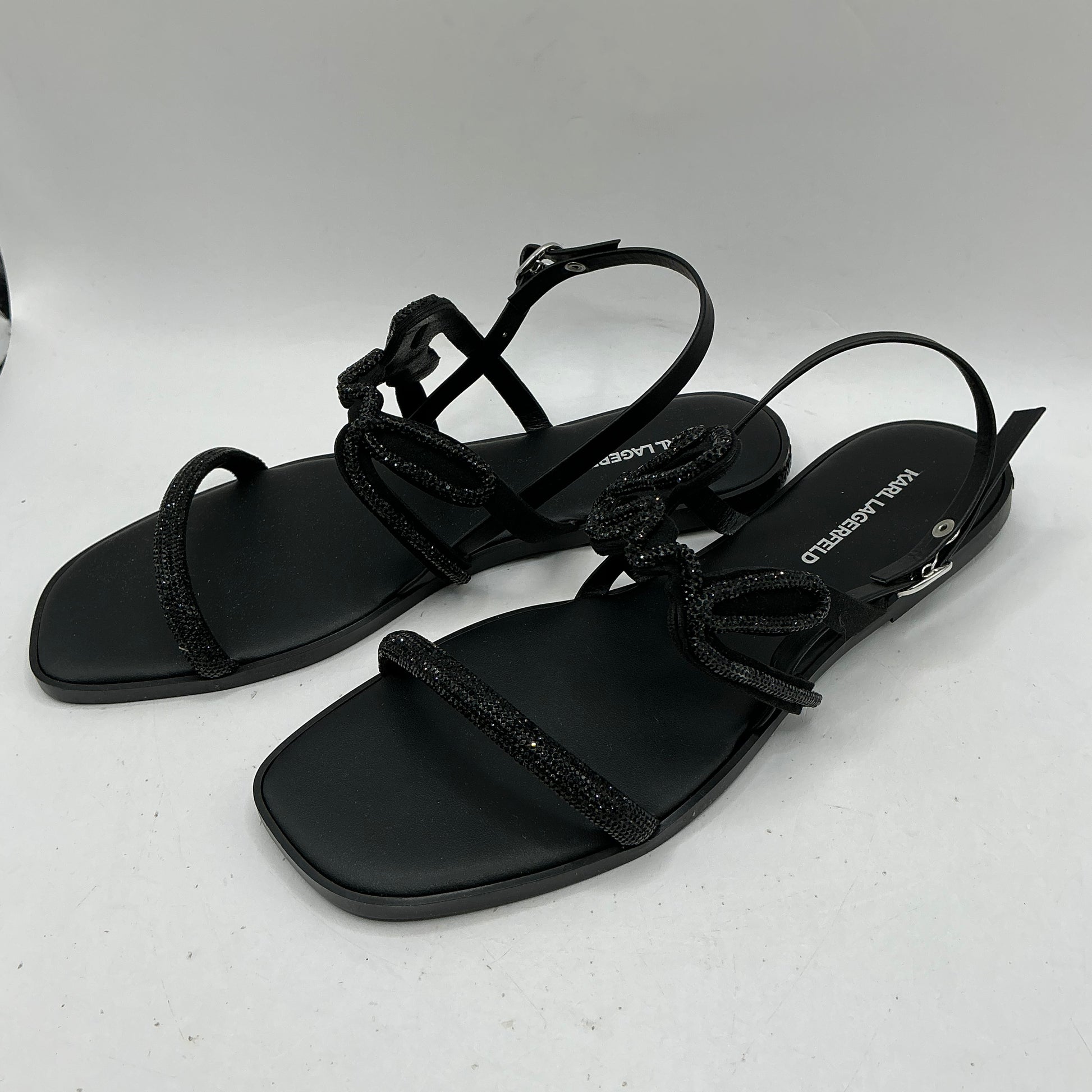 Karl Lagerfeld, Signature black sparkle sandals