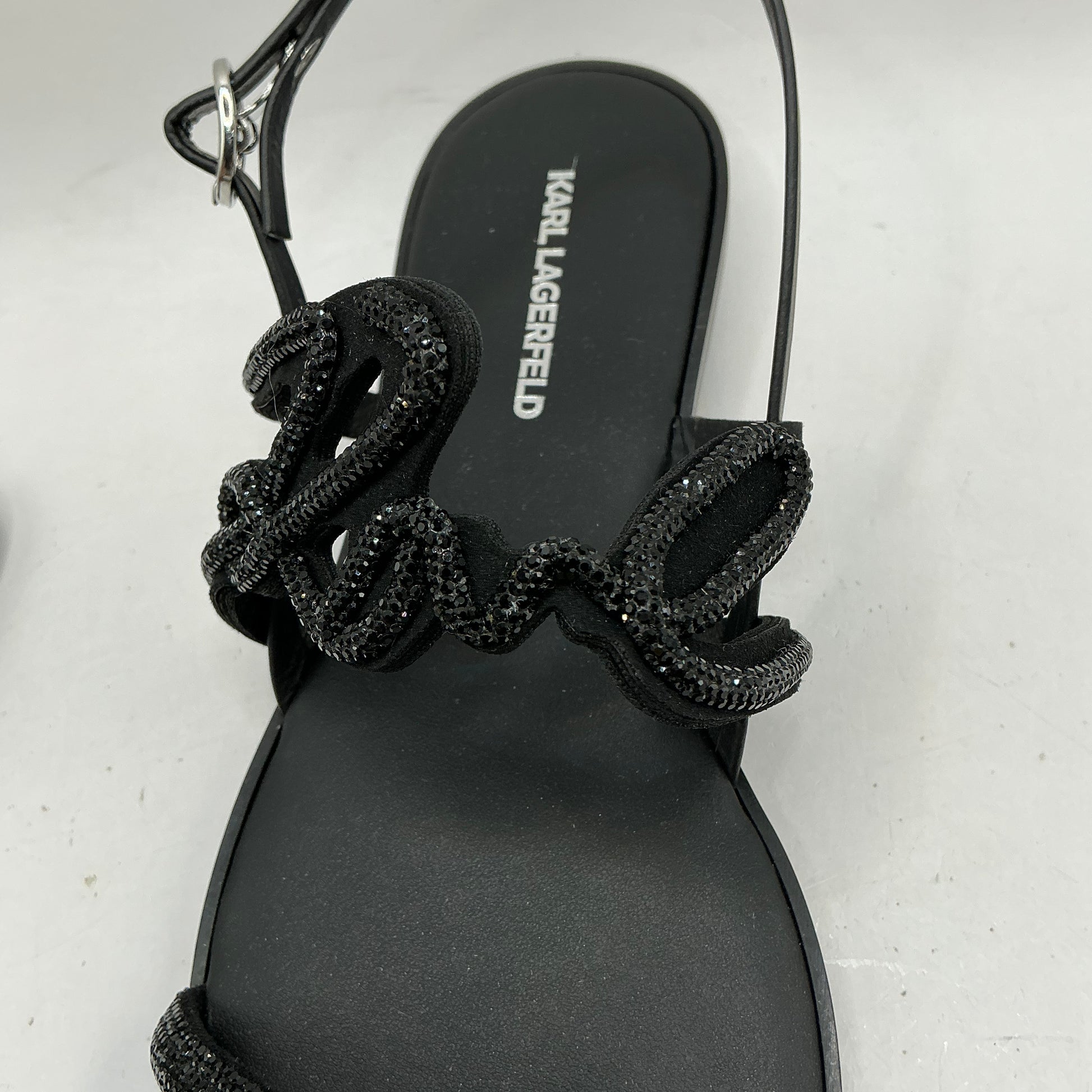 Karl Lagerfeld, Signature black sparkle sandals