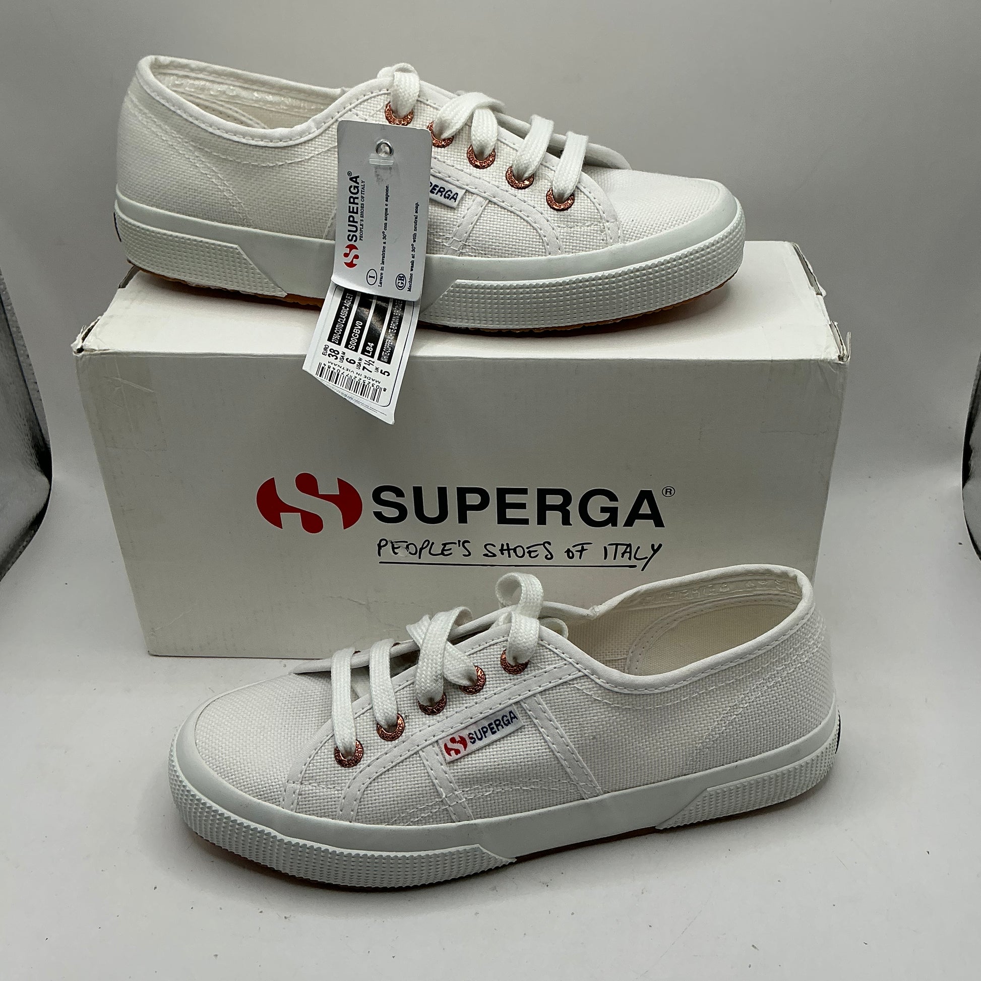 Superga 2750 white canvas trainers