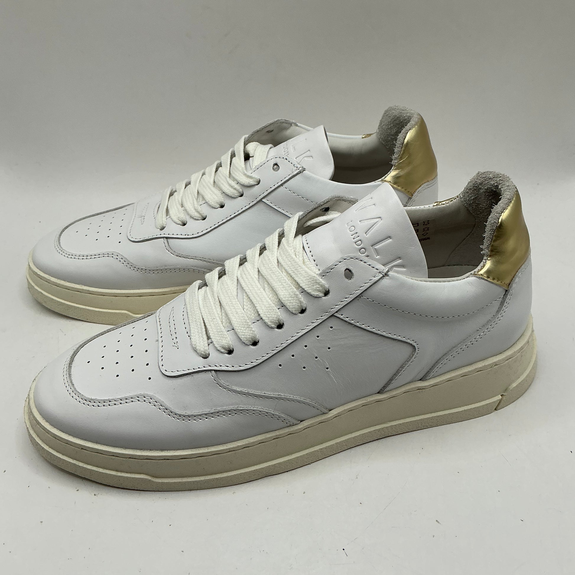 Walk London, white leather trainers